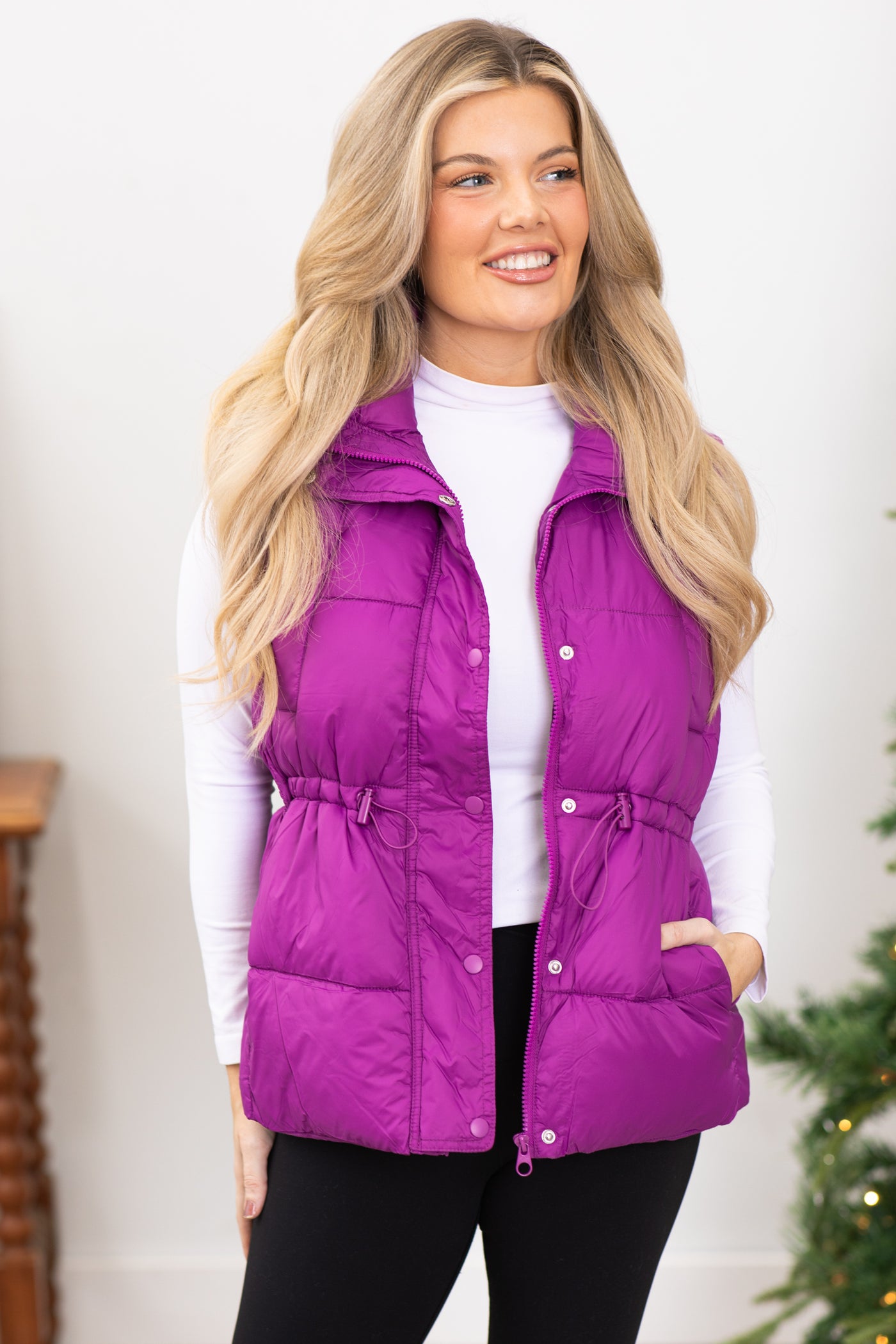 Purple Channel Quilted  Puffer Vest