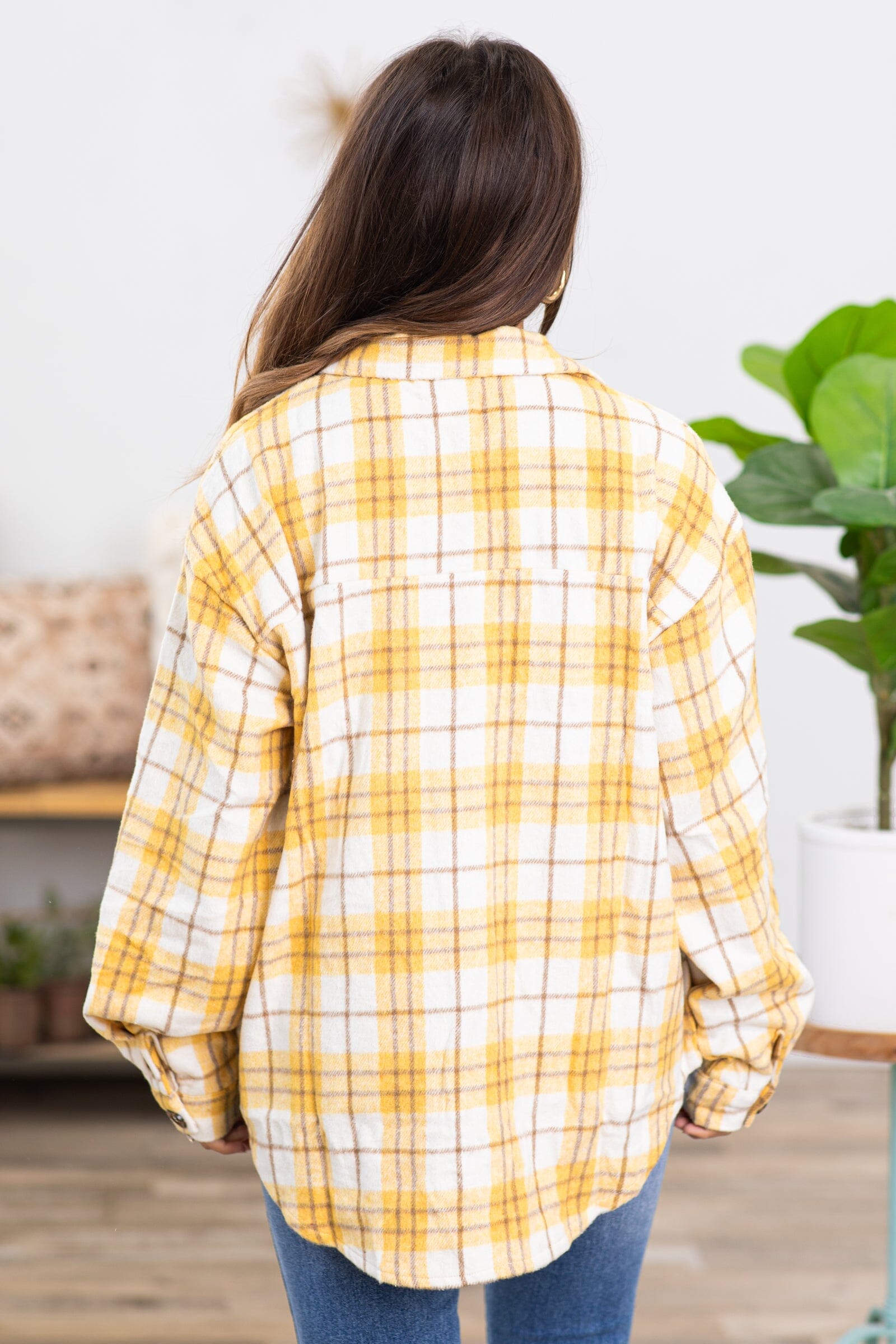 Mustard and Cream Plaid Shacket - Filly Flair