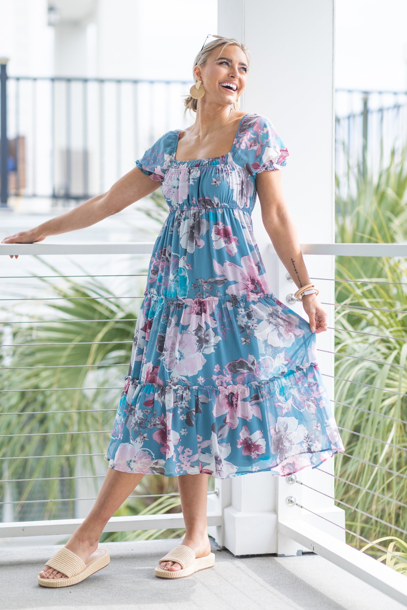 Floral Print Chiffon Midi Dress · Filly Flair