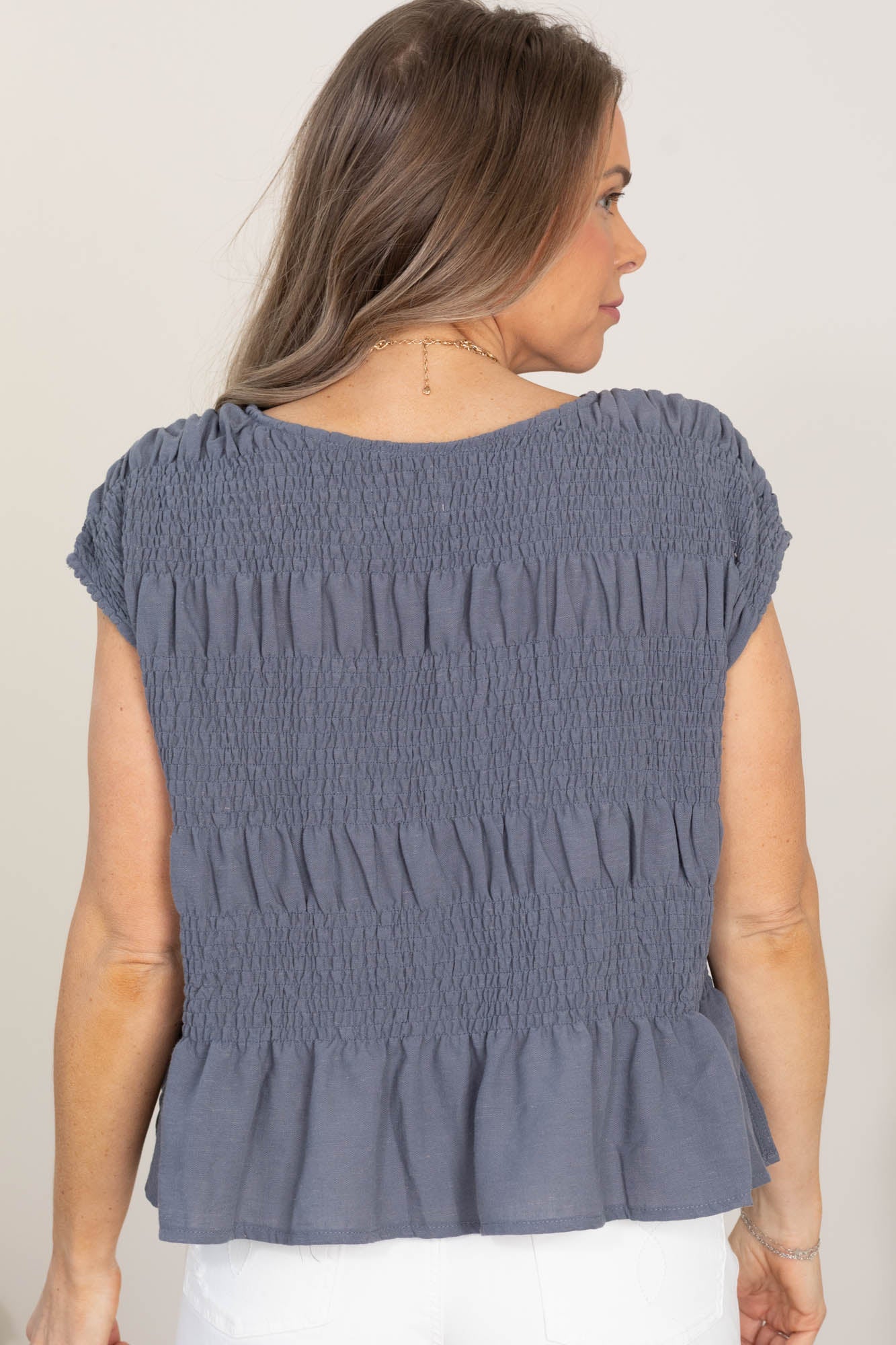 Ruched Crewneck Knit Tops