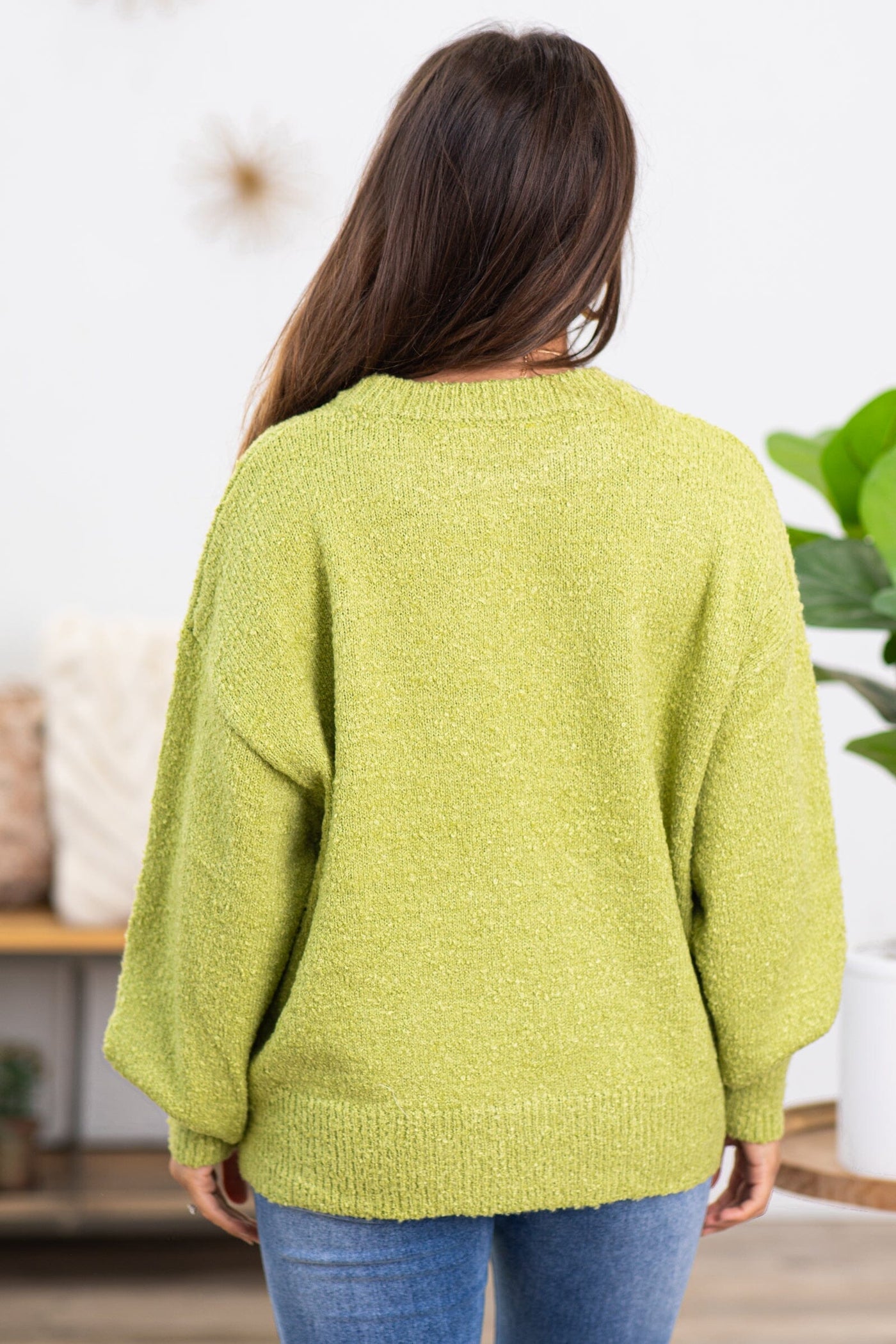 Light Olive Chenille Textured Sweater - Filly Flair