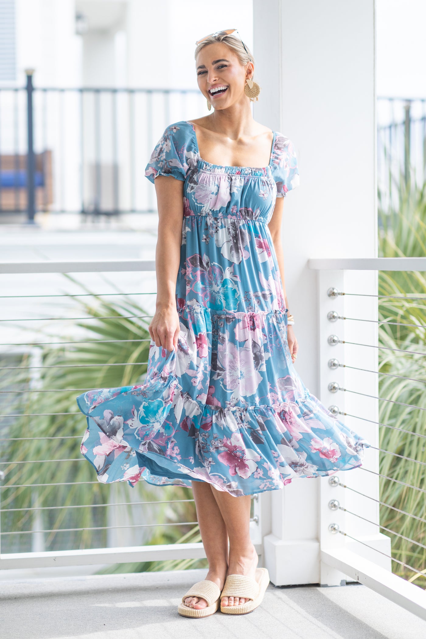 Floral Print Chiffon Midi Dress · Filly Flair