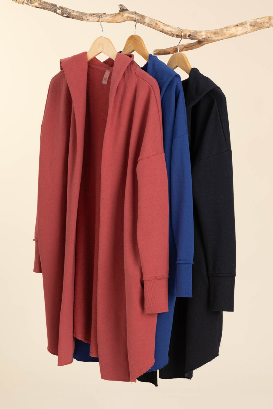 Open Front Longline Hoodie Cardigans