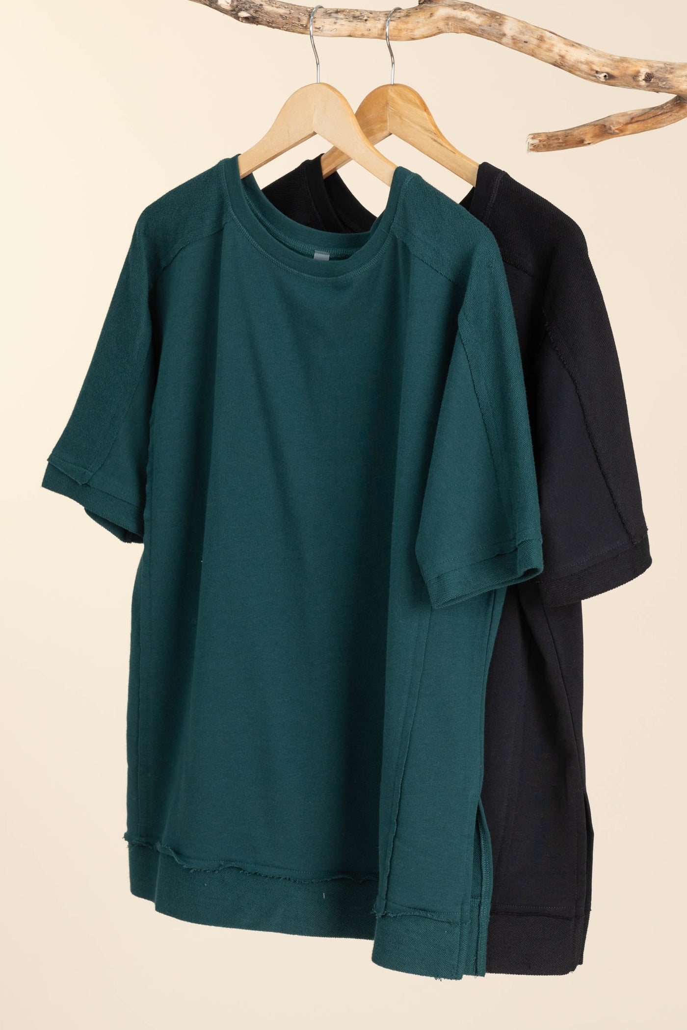 Offset French Terry Dolman Sleeve Knit Tops