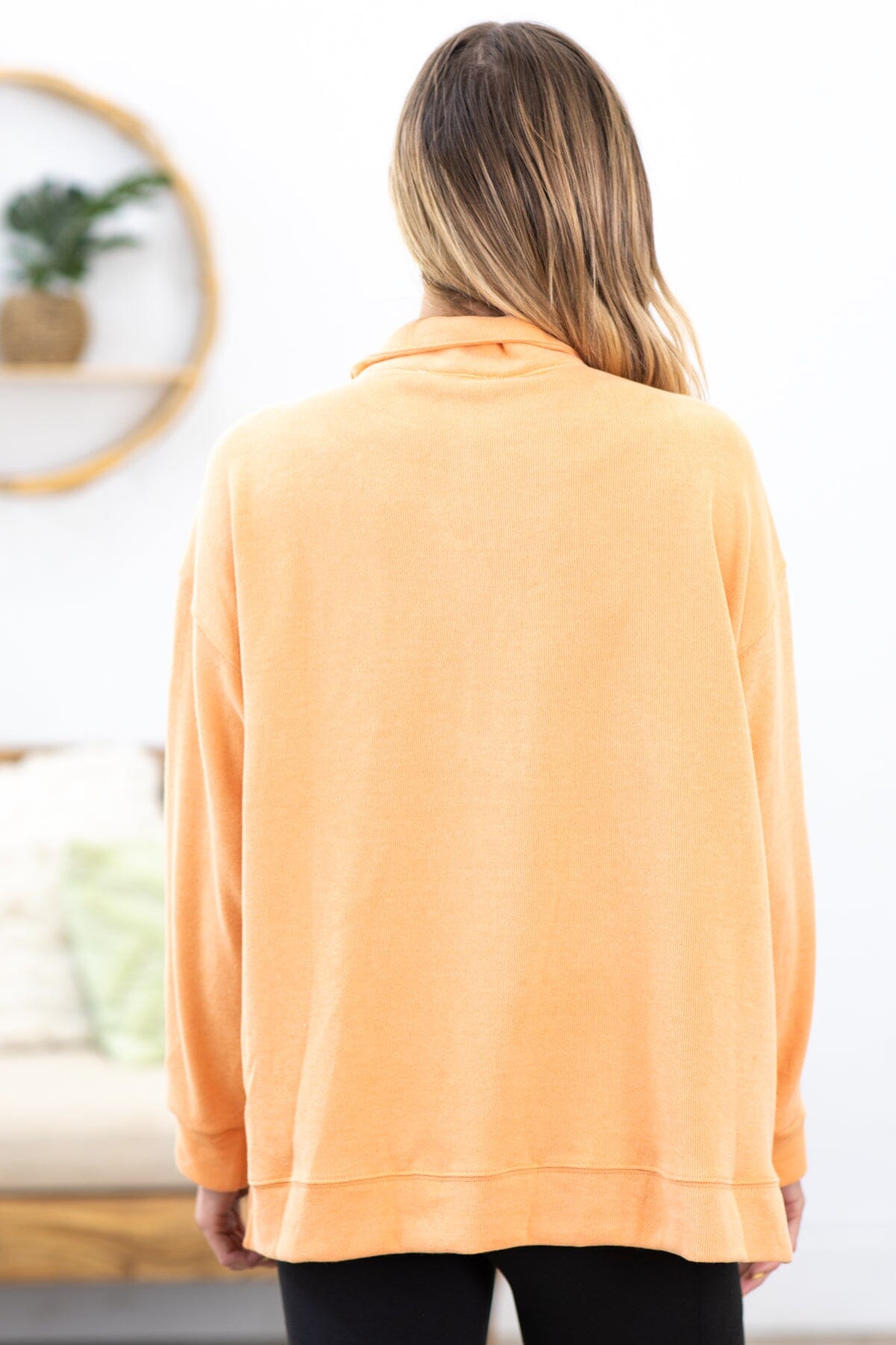 Light Orange 1/4 Zip Pullover - Filly Flair