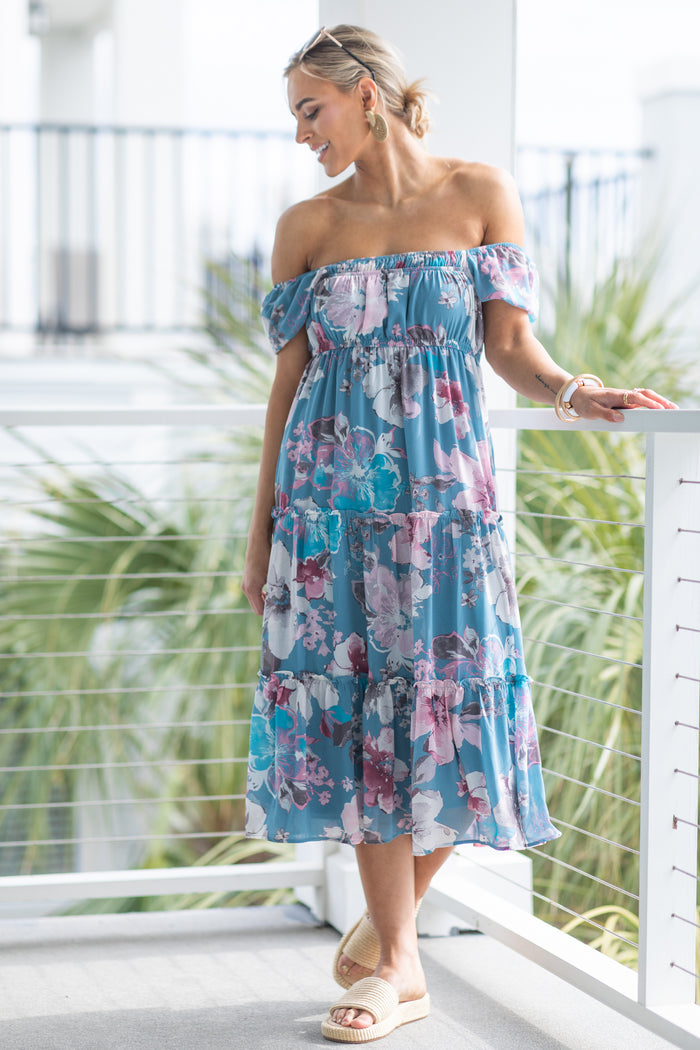 Floral Print Chiffon Midi Dress · Filly Flair