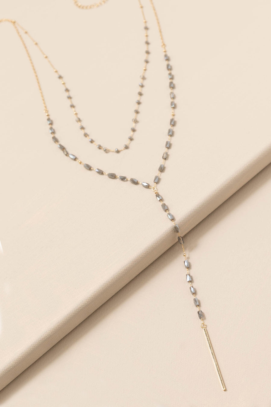 Evie's Layered Y Necklace with Glass Beads