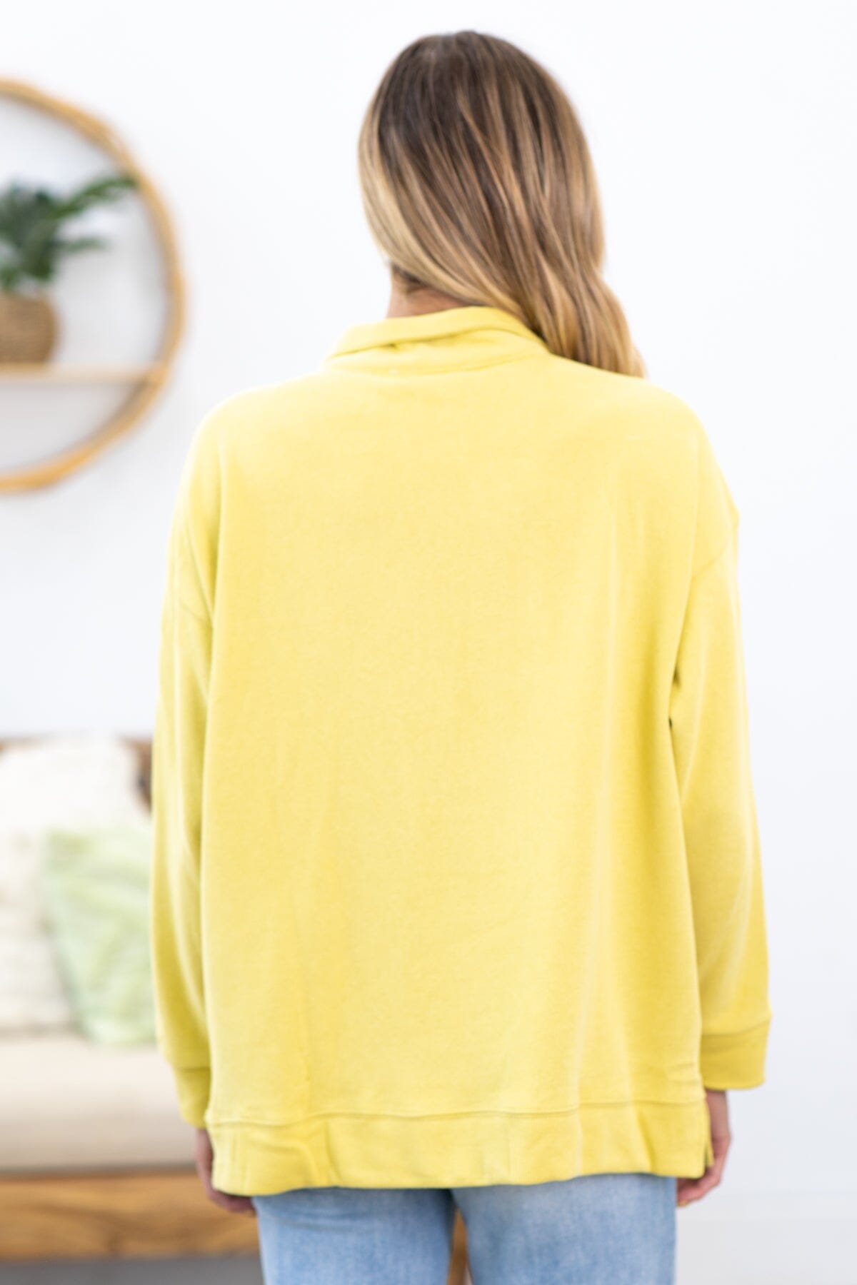 Light Yellow Green 1/4 Zip Pullover - Filly Flair