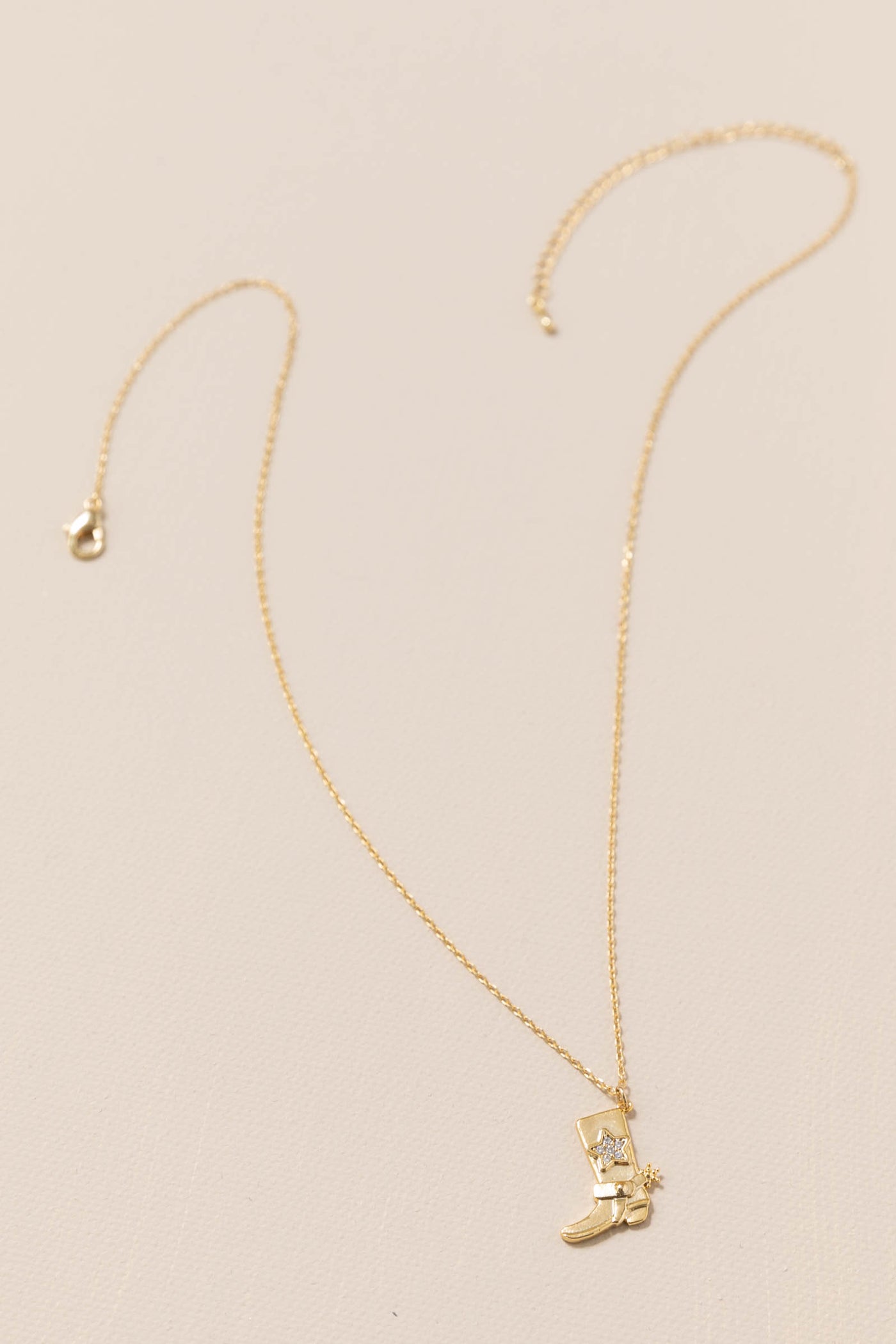 Cowboy Boot with Pave Star Pendant Necklace