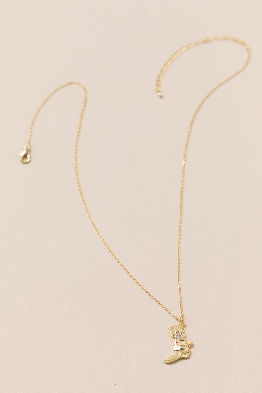 Cowboy Boot with Pave Star Pendant Necklace