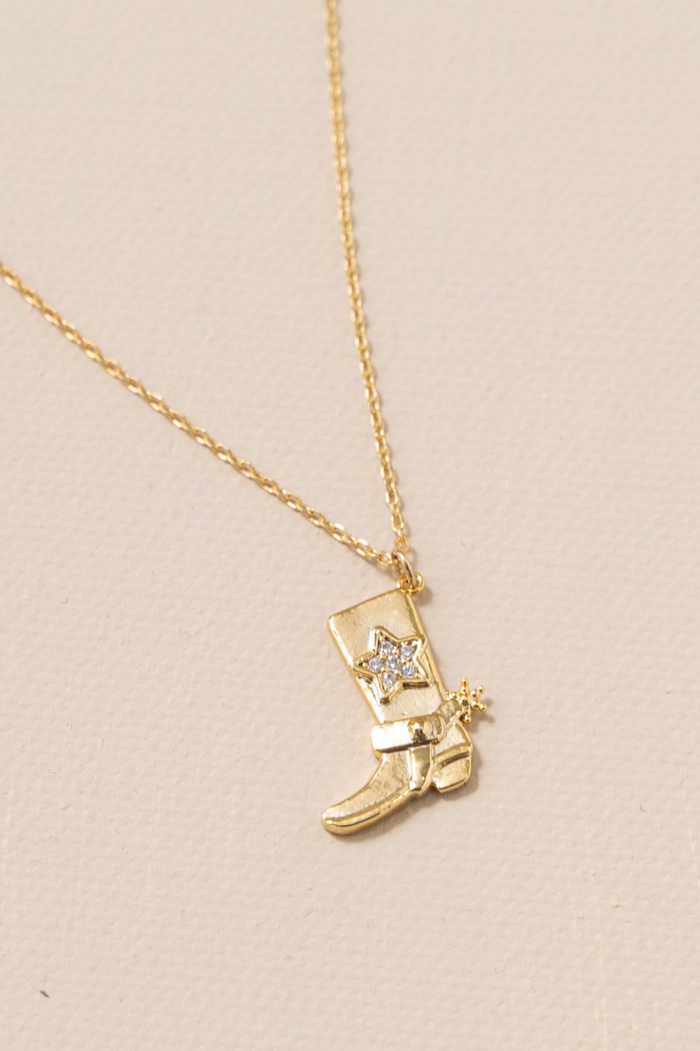 Cowboy Boot with Pave Star Pendant Necklace