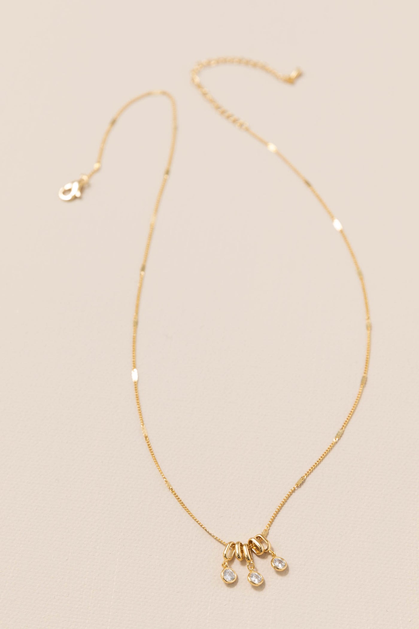 Oval Link Necklace with Three CZ Pendants