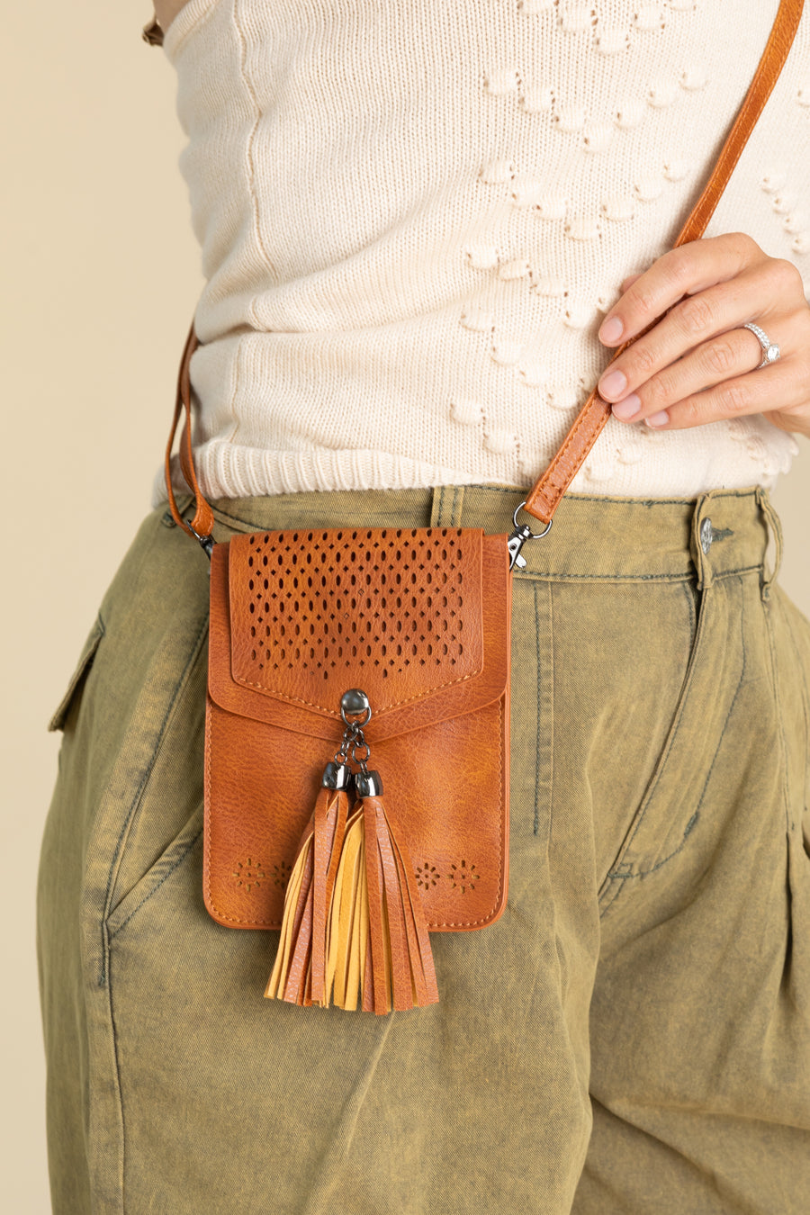 Camel Western Crossbody Phone Purse