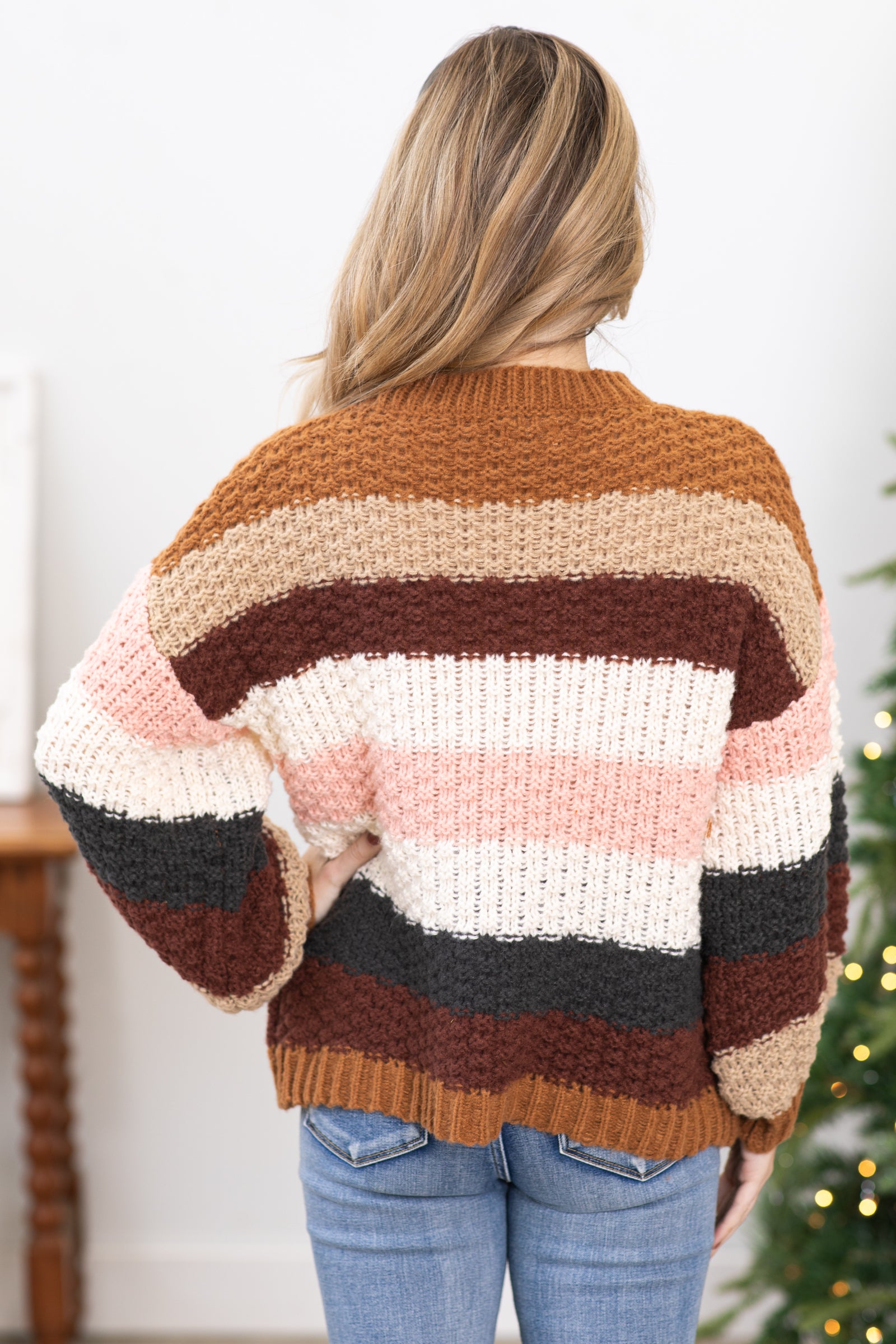 Mocha Multicolor Colorblock Sweater