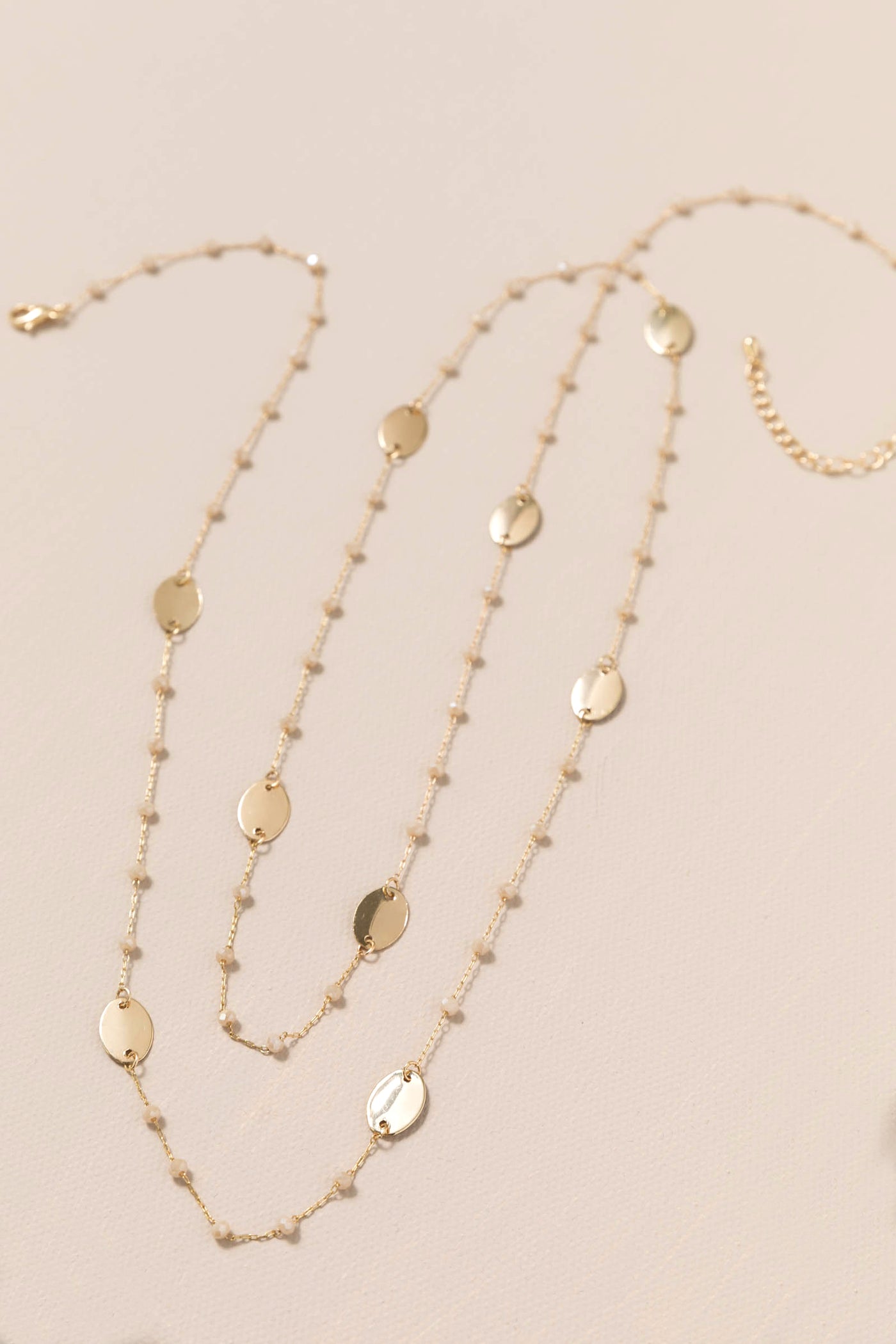 Lorie's Long and Gold Disc Chain Necklaces