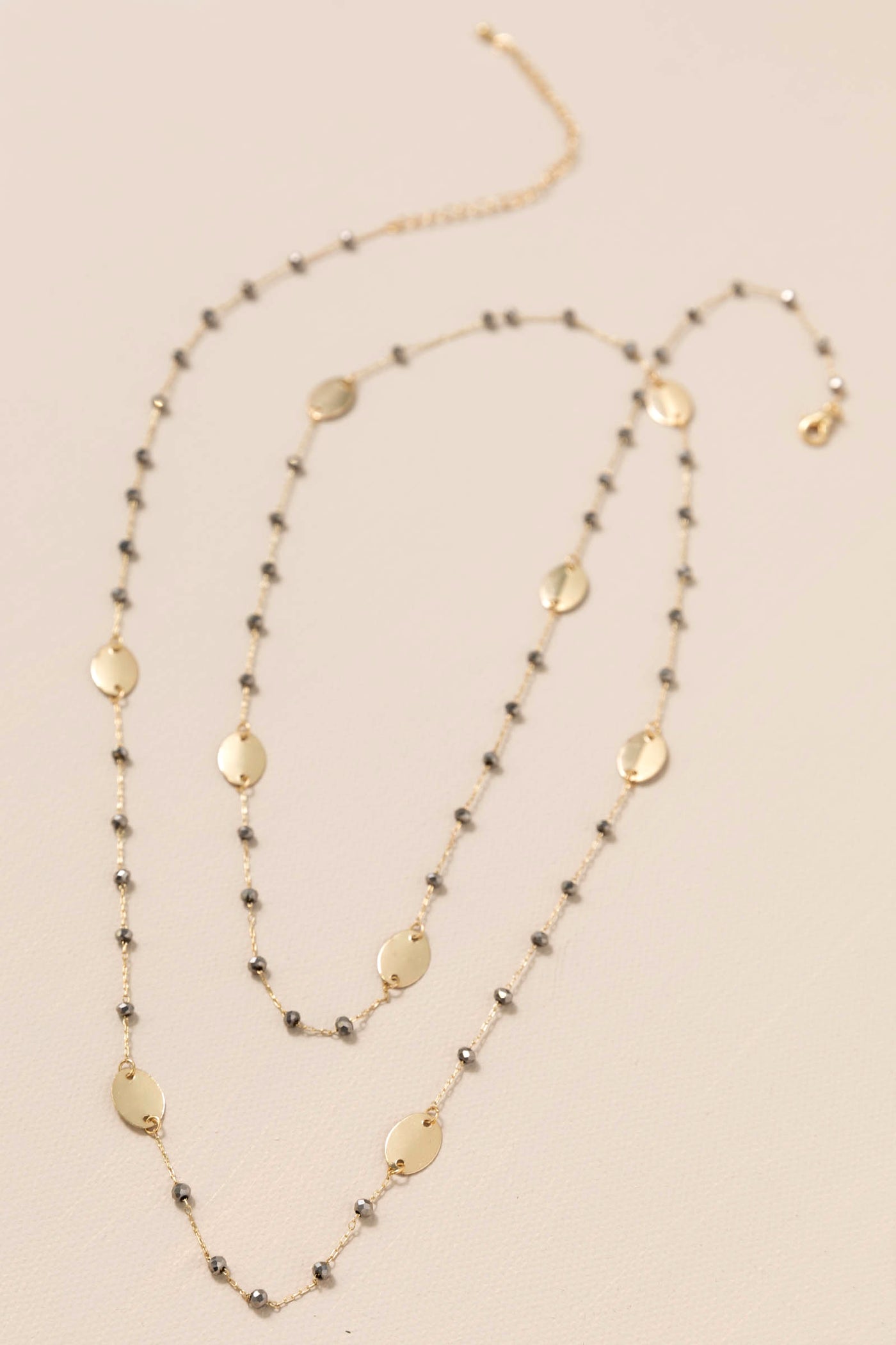 Lorie's Long and Gold Disc Chain Necklaces