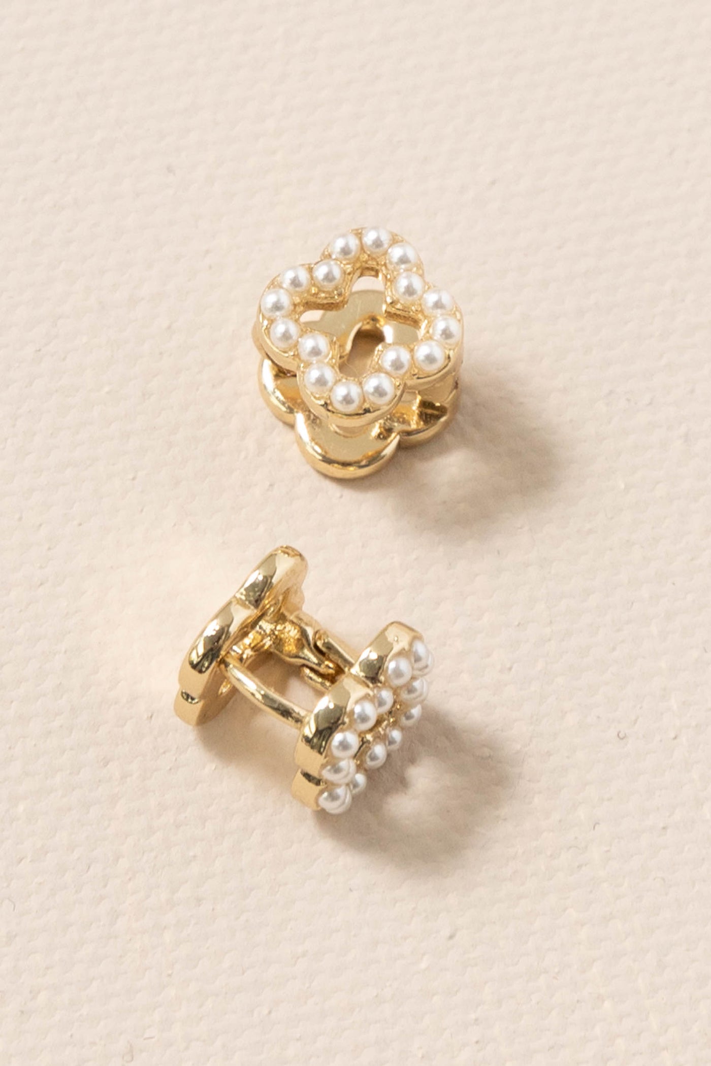 Mary's Clover of Pearls Huggie Earrings