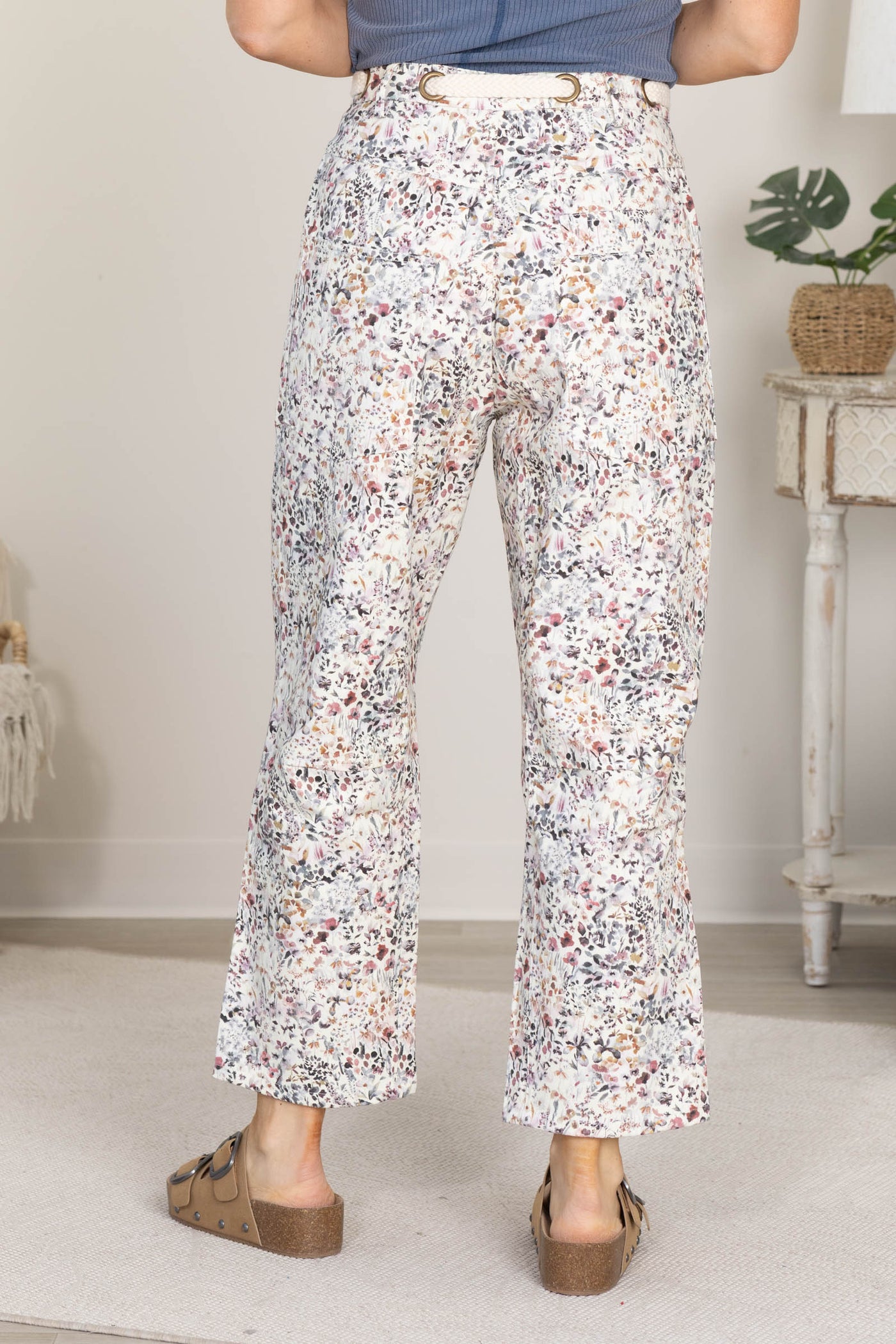 Wild Flowers Pull On Printed Rope String Pants