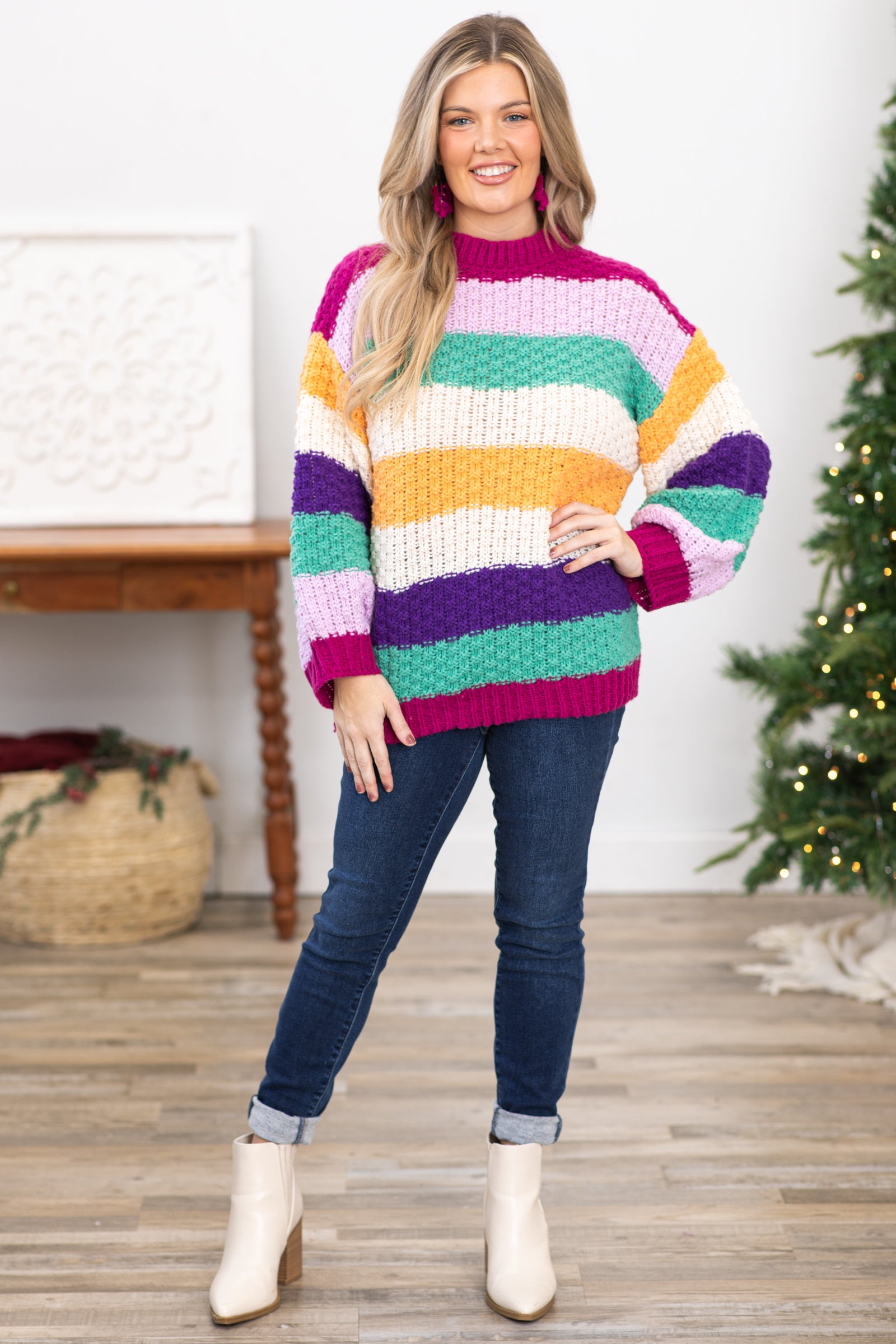 Mint Multicolor Colorblock Sweater