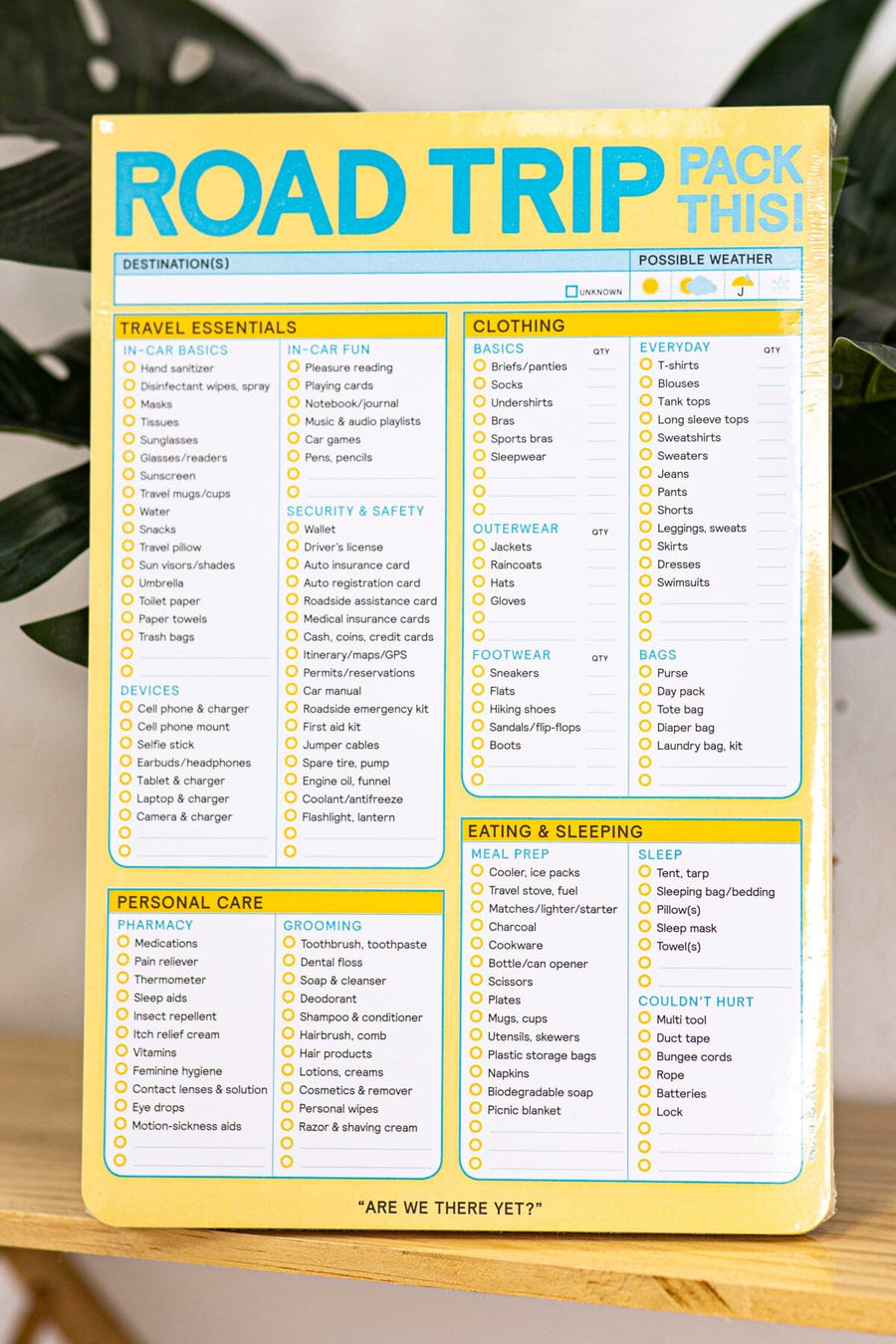 Yellow Road Trip List Pad - Filly Flair