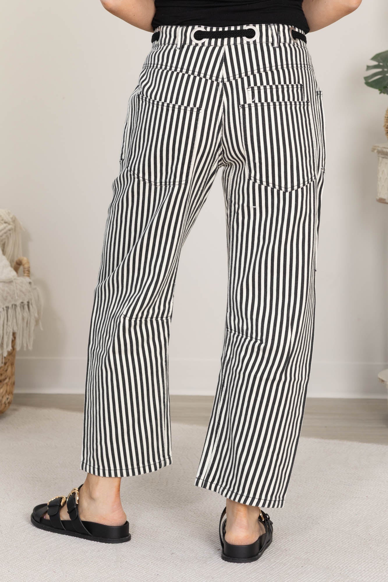 Relaxed Vintage Stripe Rope String Pants