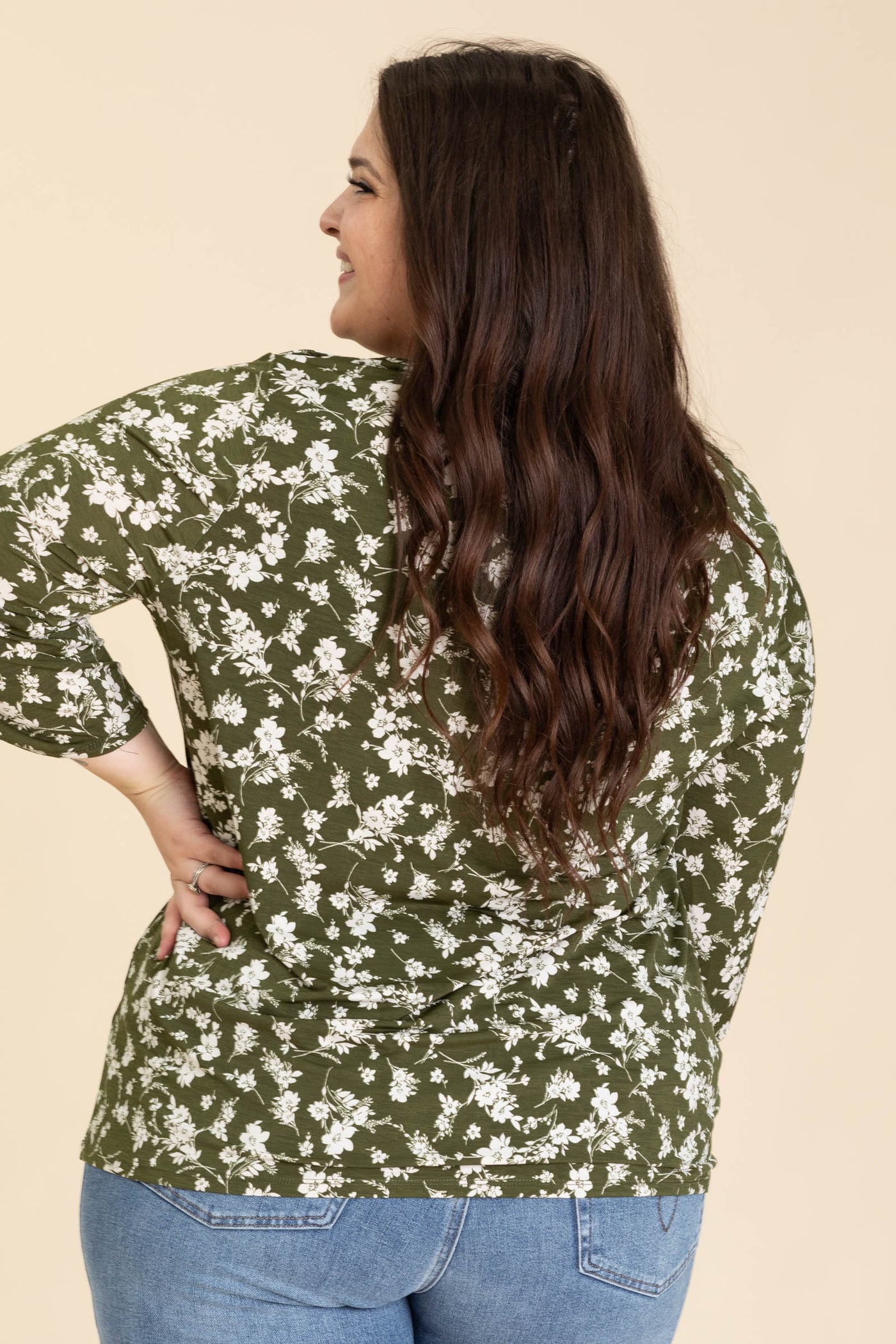 Olive Printed Lizzy Wrinkle Free Top