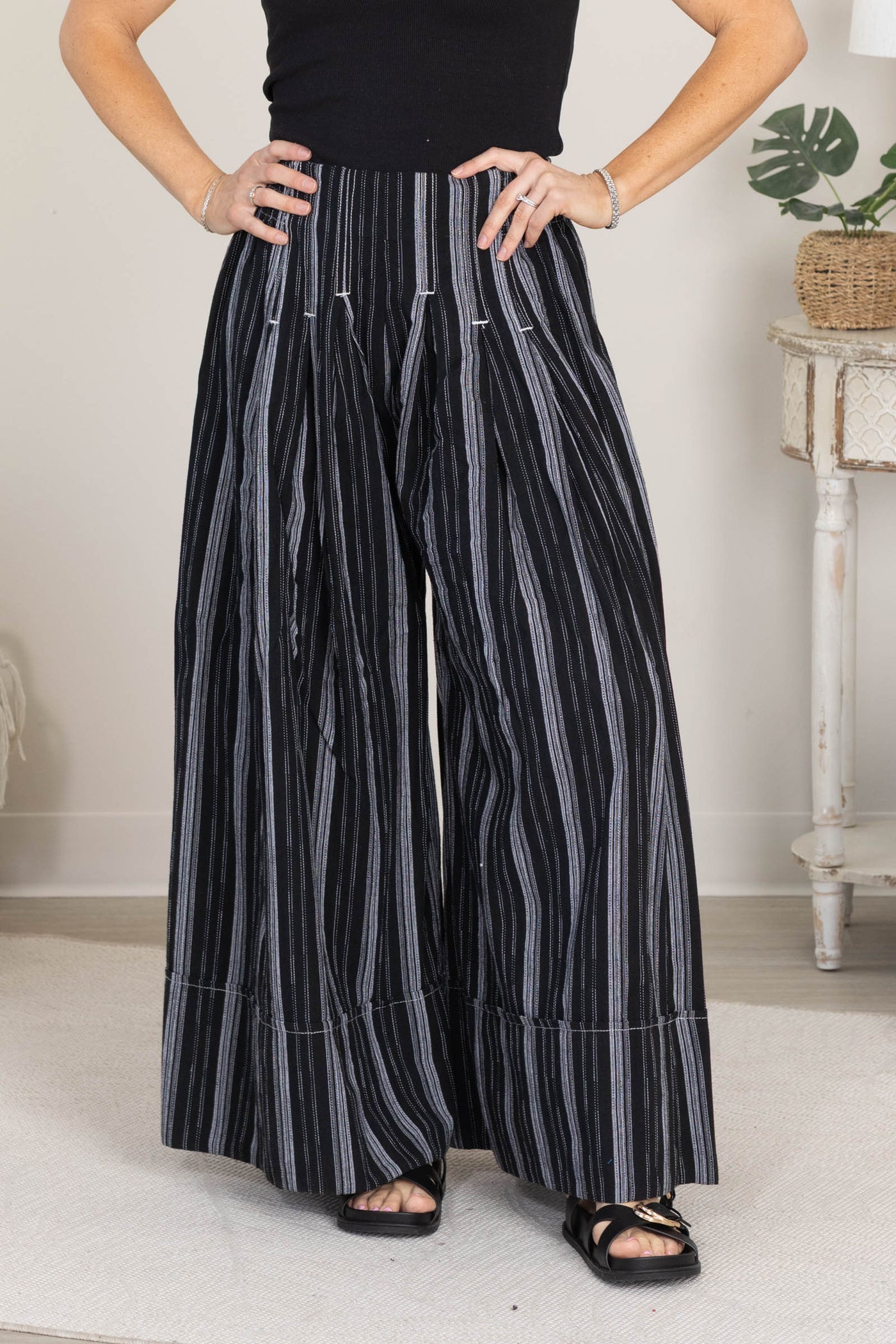 Cotierra Stripe Smocked Waist Wide Leg Pants