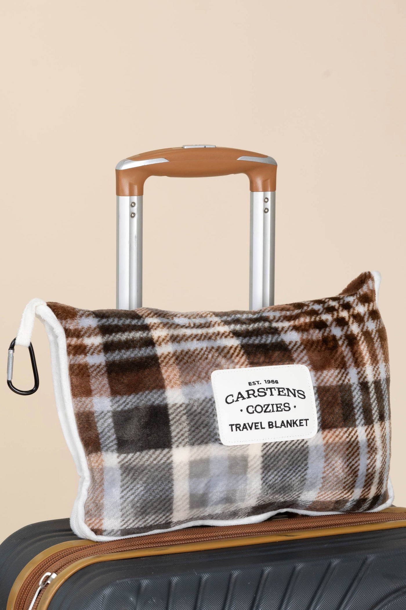 Grey Chestnut Plaid Travel Blanket