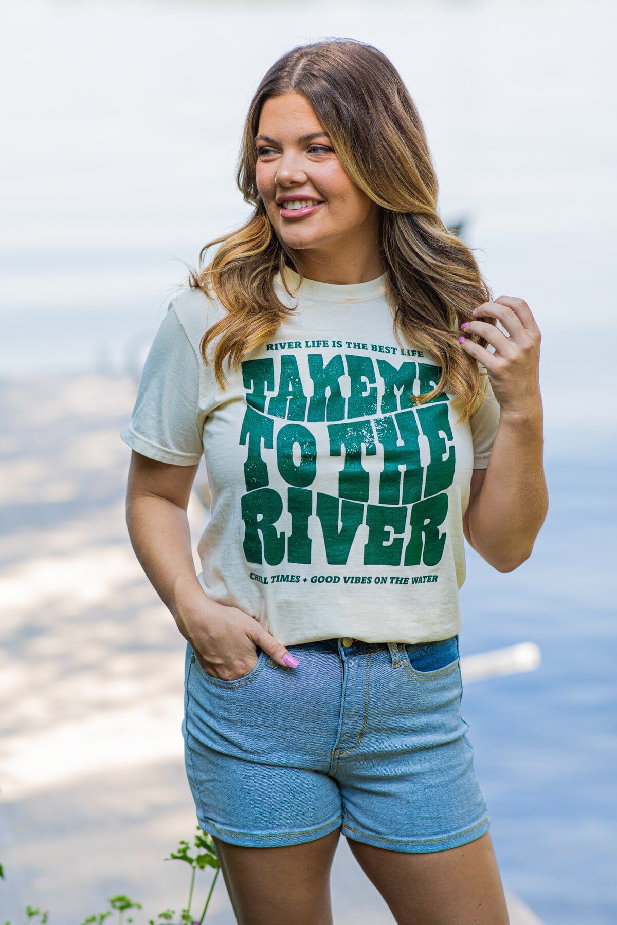 Cream Take Me To The River Graphic Tee - Filly Flair