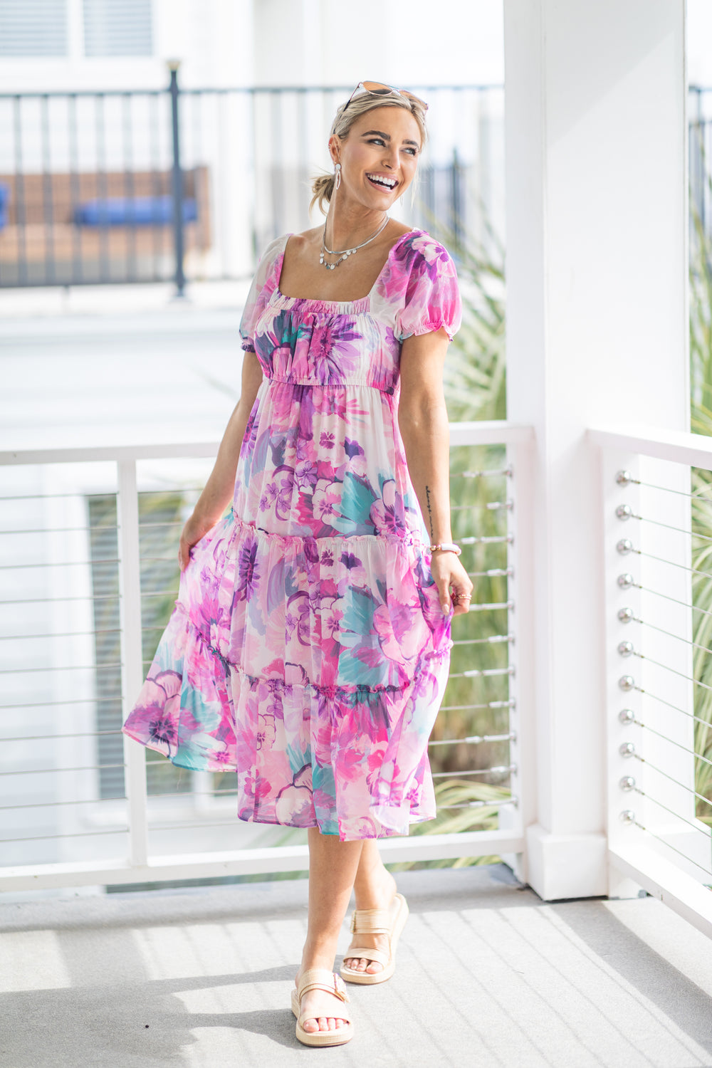 Floral Print Chiffon Midi Dress · Filly Flair