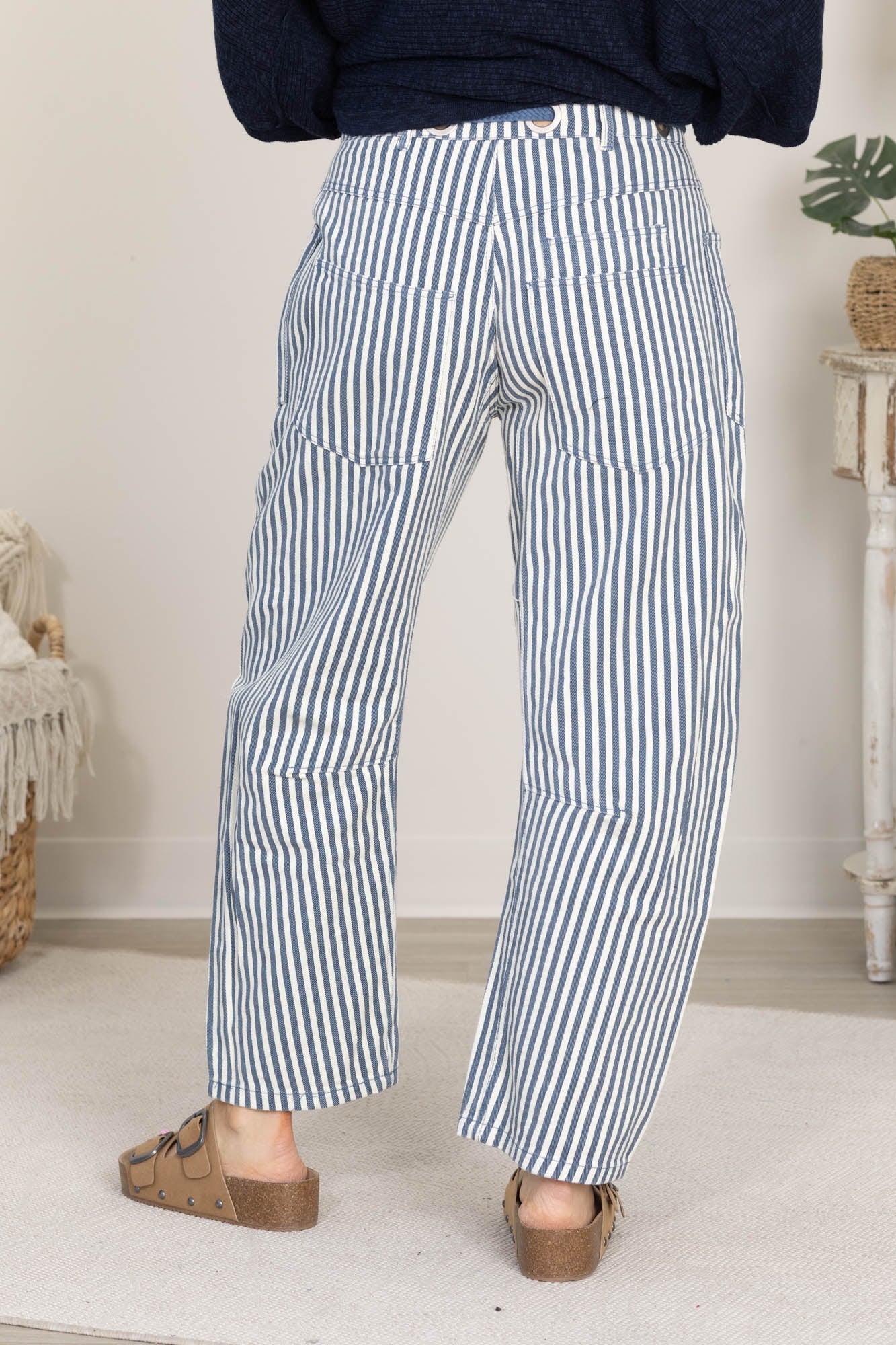 Relaxed Vintage Stripe Rope String Pants