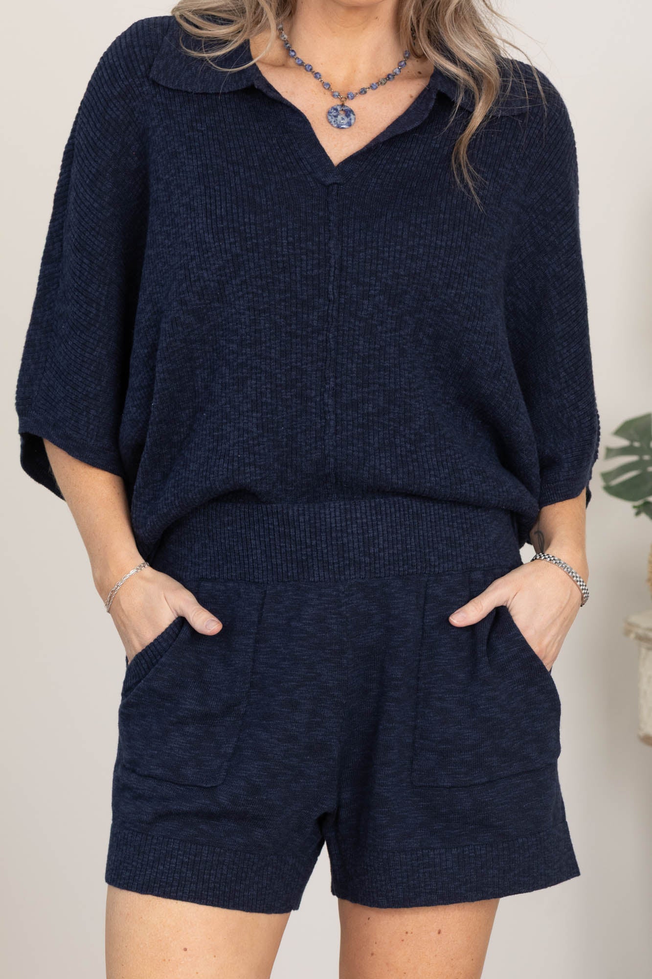 Knit Pull On Shorts with Pockets