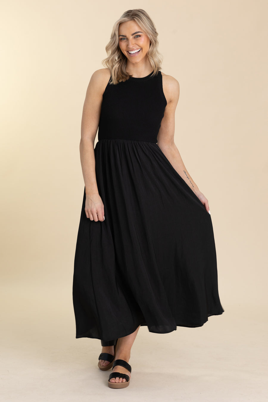 Knit Top Sleeveless Midi Dress