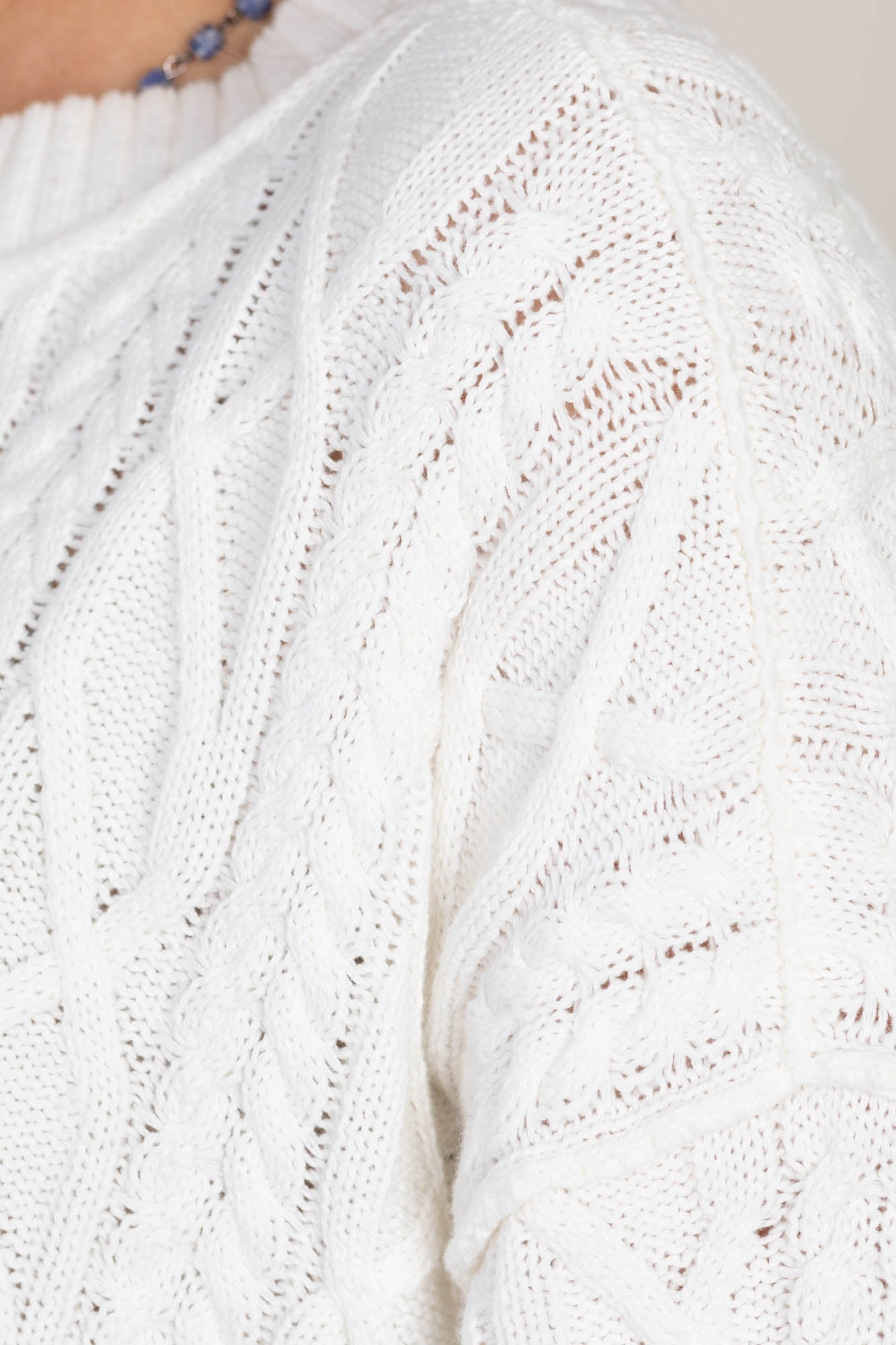 Off White Boxy Knit Sweater Top