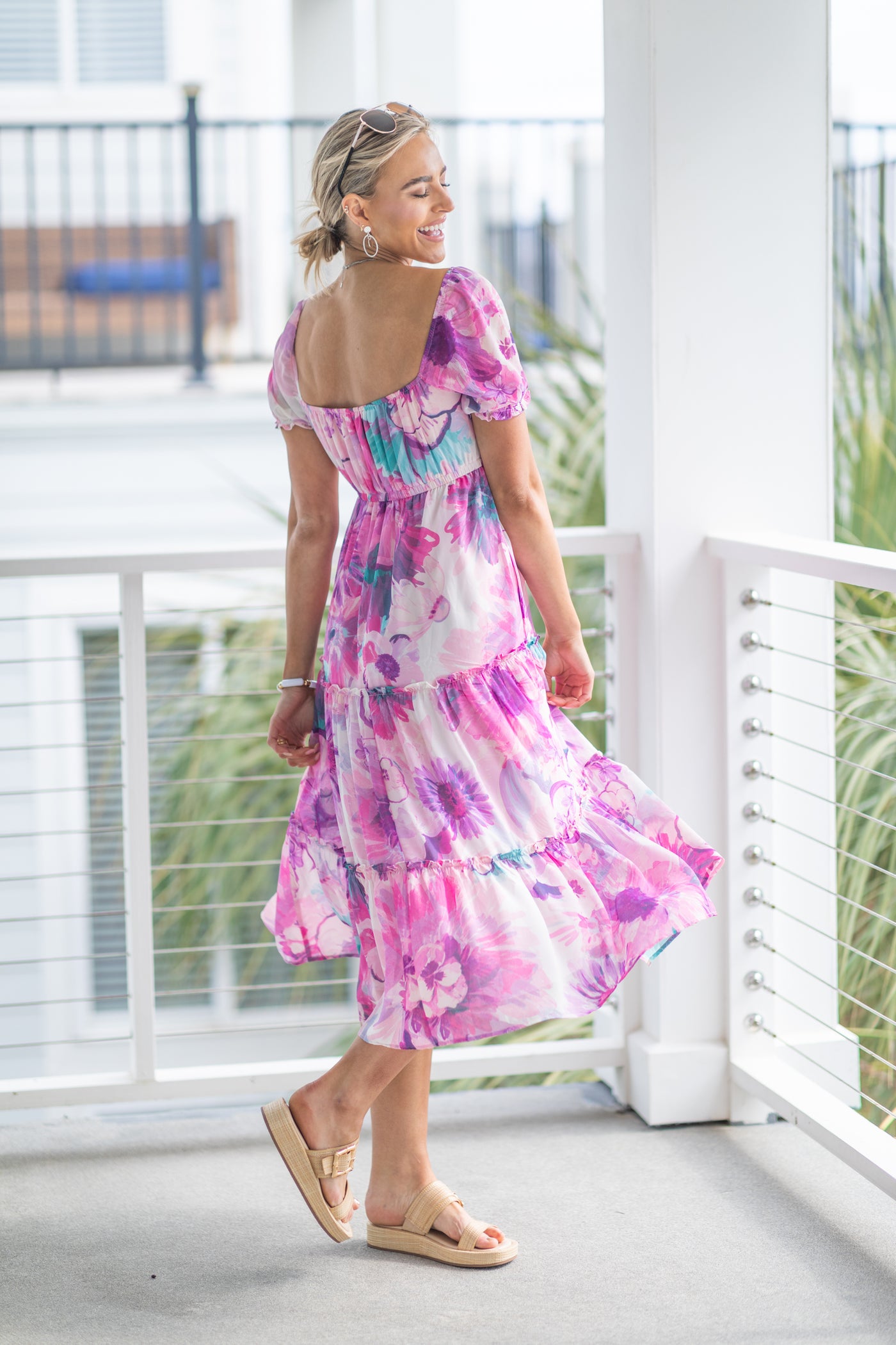 Floral Print Chiffon Midi Dress · Filly Flair