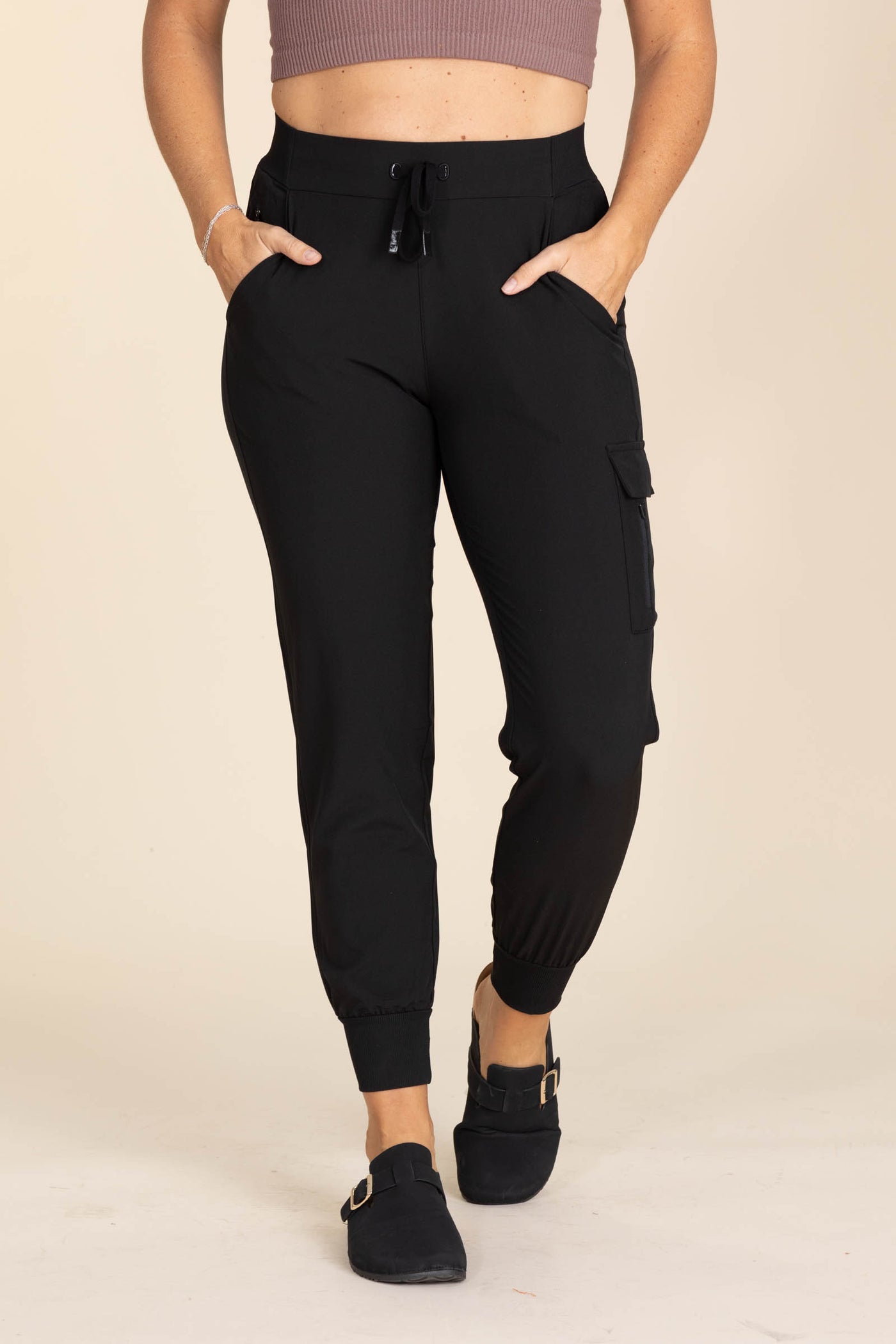 Drawstring High-Waisted Active Joggers