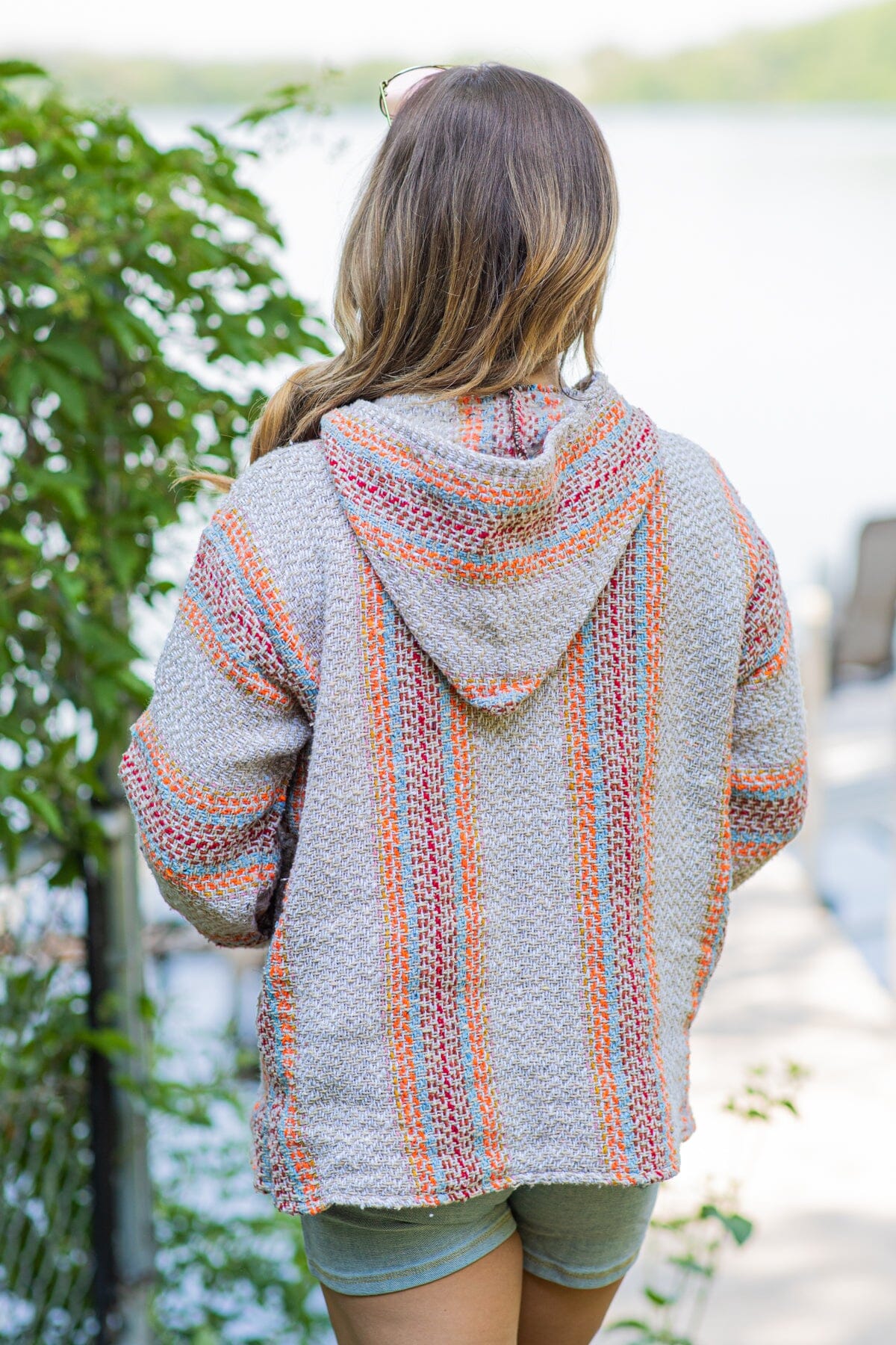Beige and Orange Baja Hooded Pullover - Filly Flair