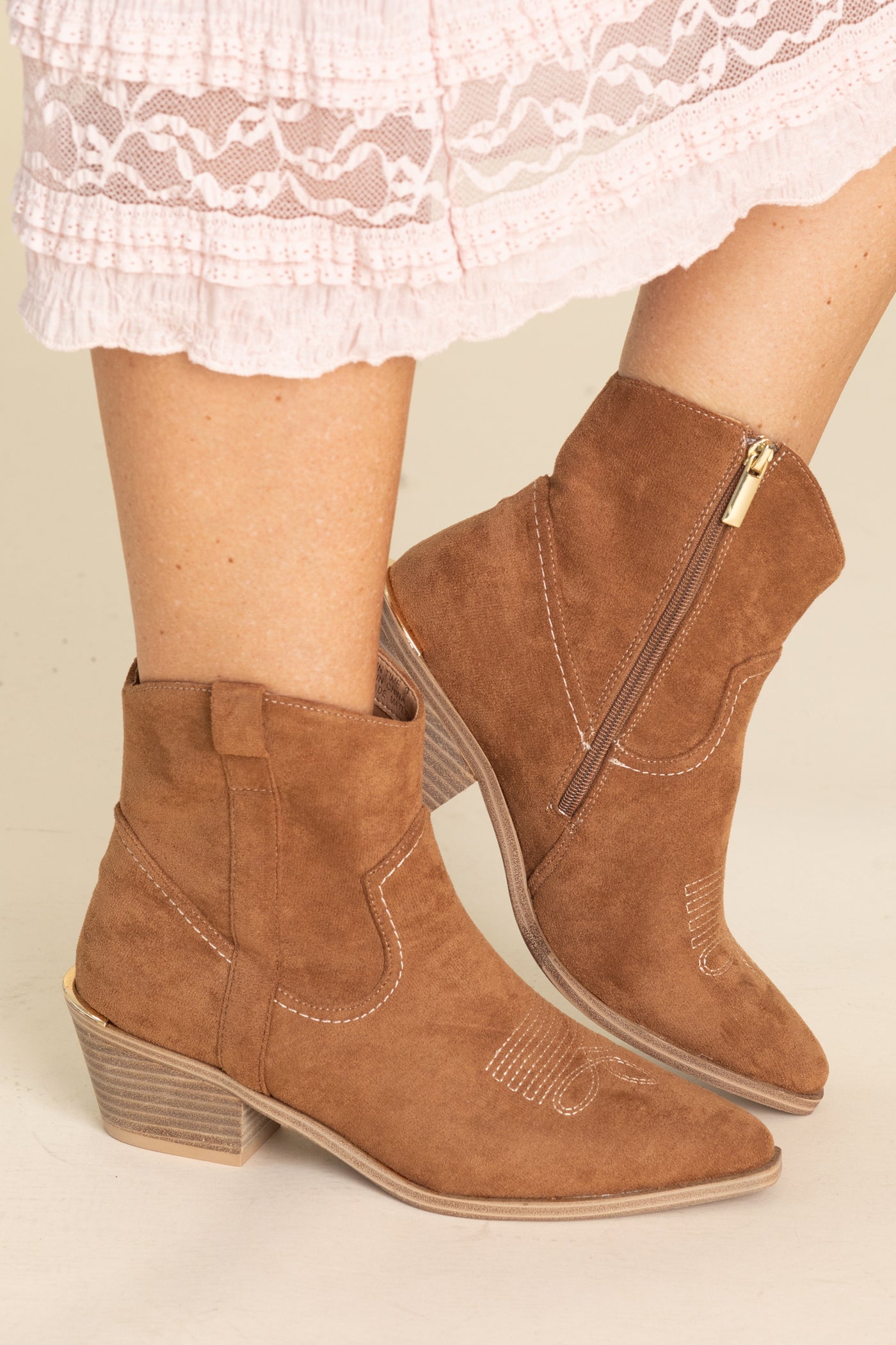 Corkys Brown Faux Suede Cowgirl Bootie