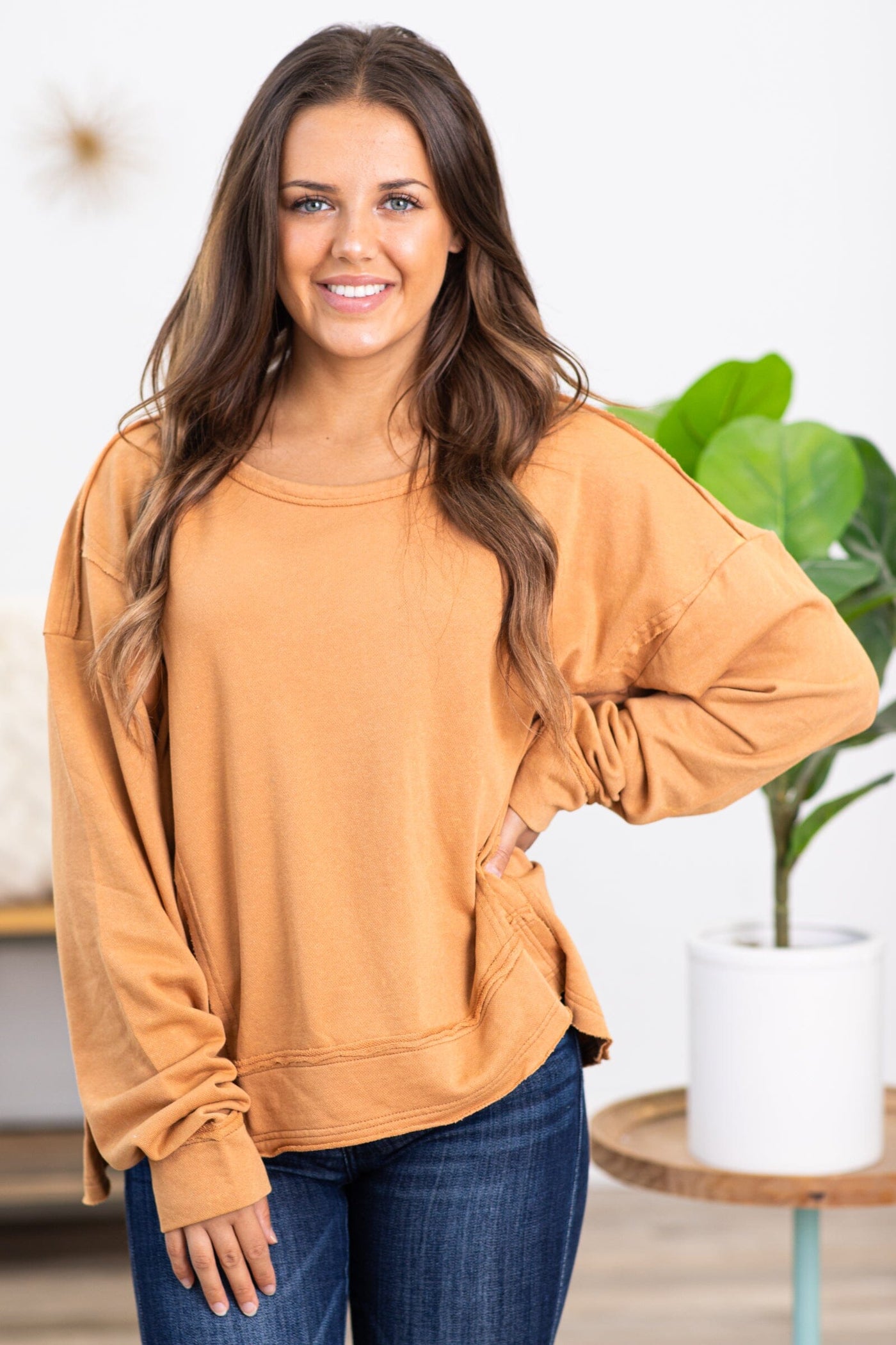 Cinnamon Mineral Washed Sweatshirt - Filly Flair