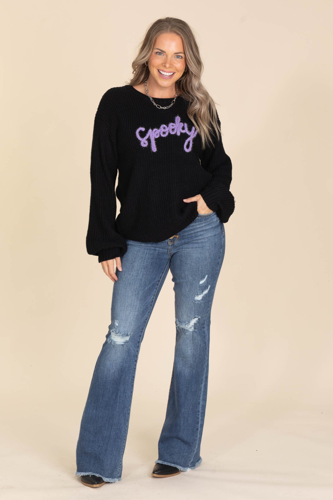 Black Spooky Knit Sweater