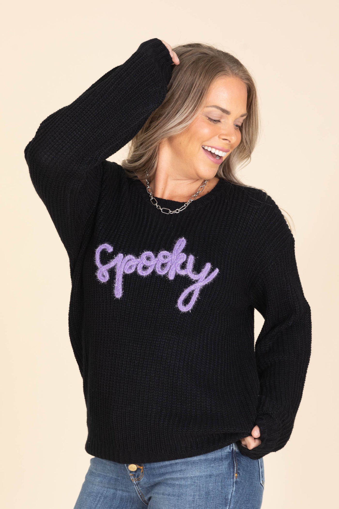Black Spooky Knit Sweater
