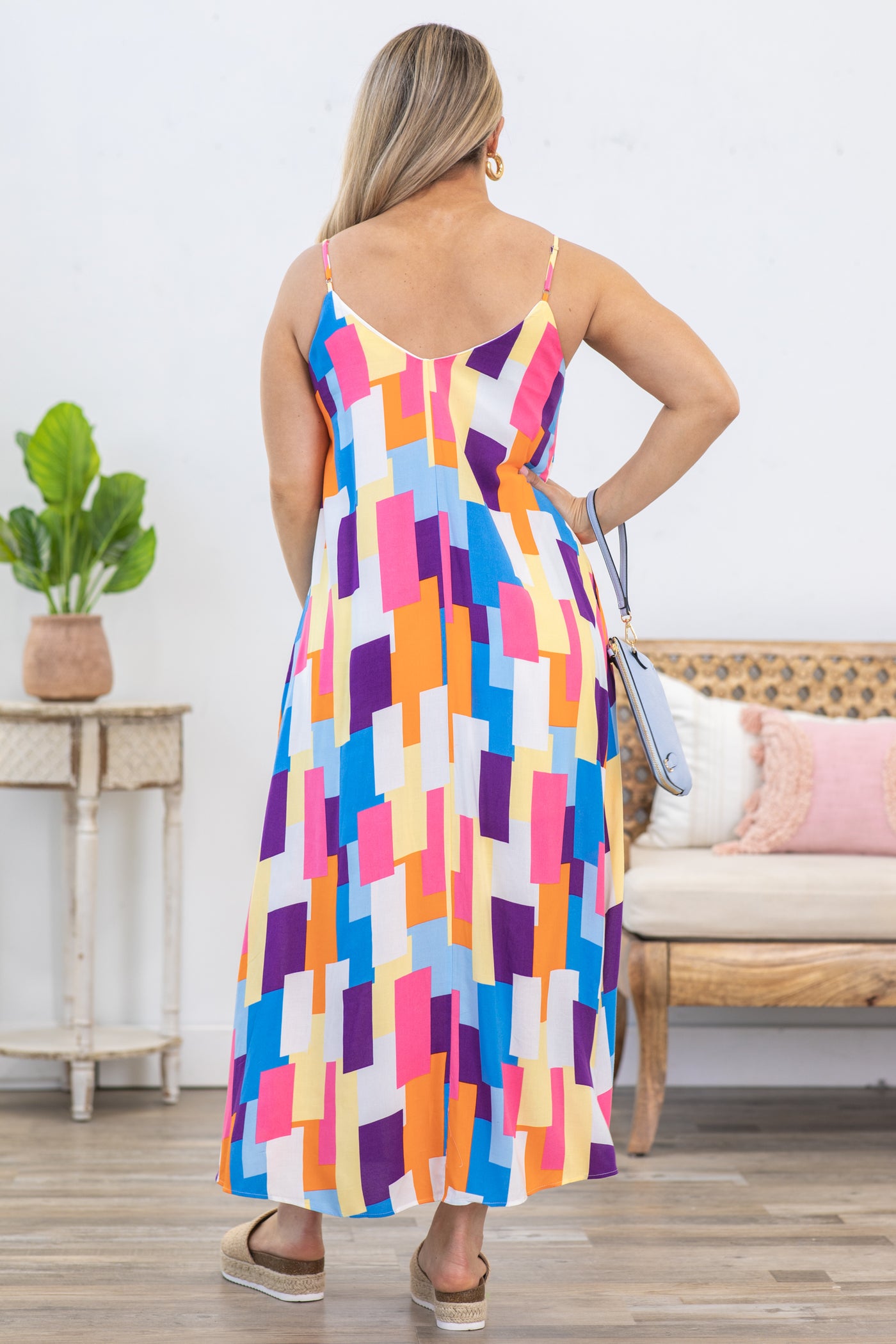 purple multi color dress Purple Multi Color Striped V Neck Maxi Dress