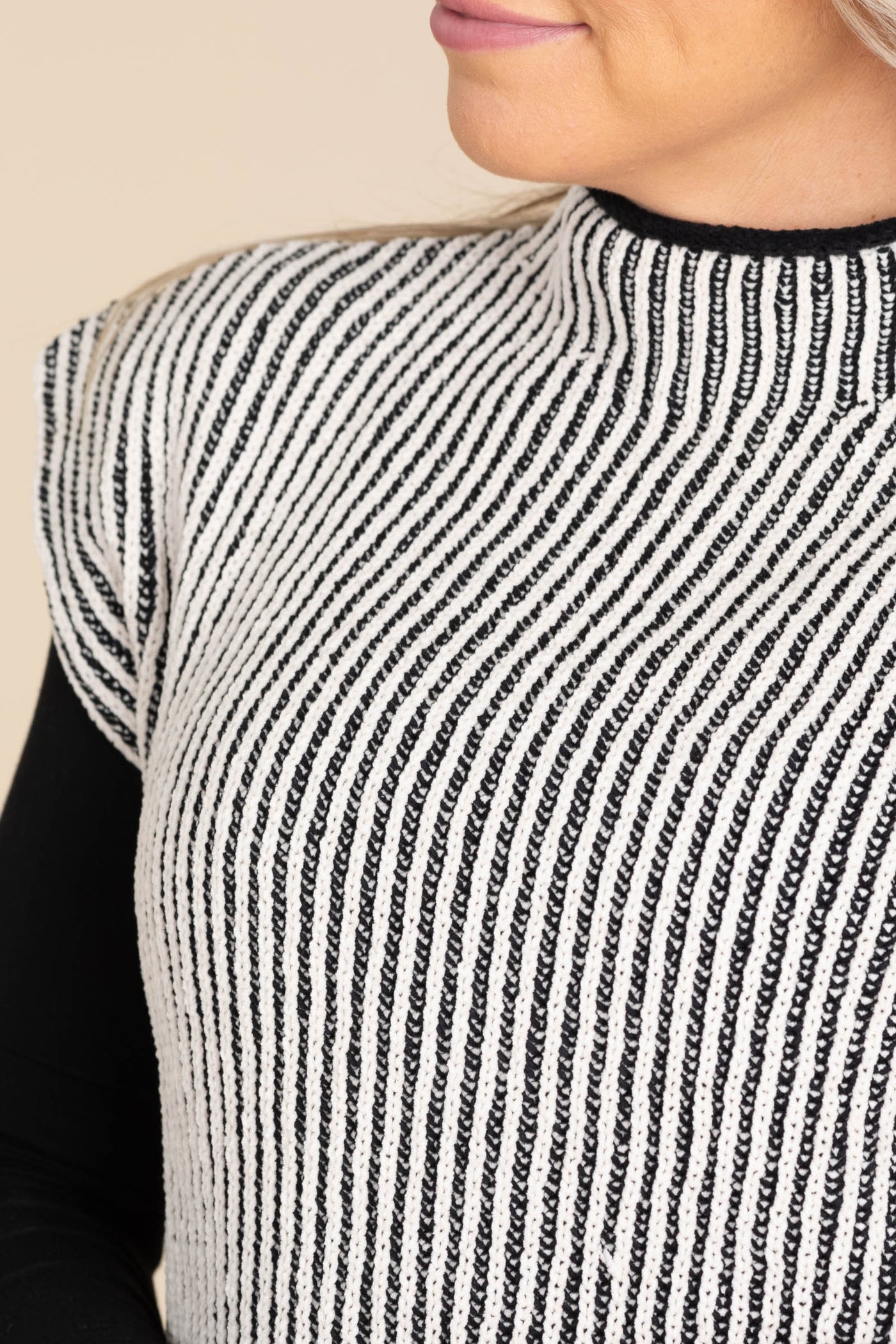 Two Tone Ribbed Knit Sweater Vests