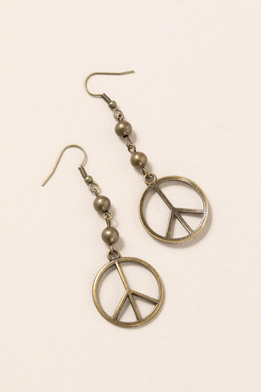 Bronze Peace Fishhook Earrings