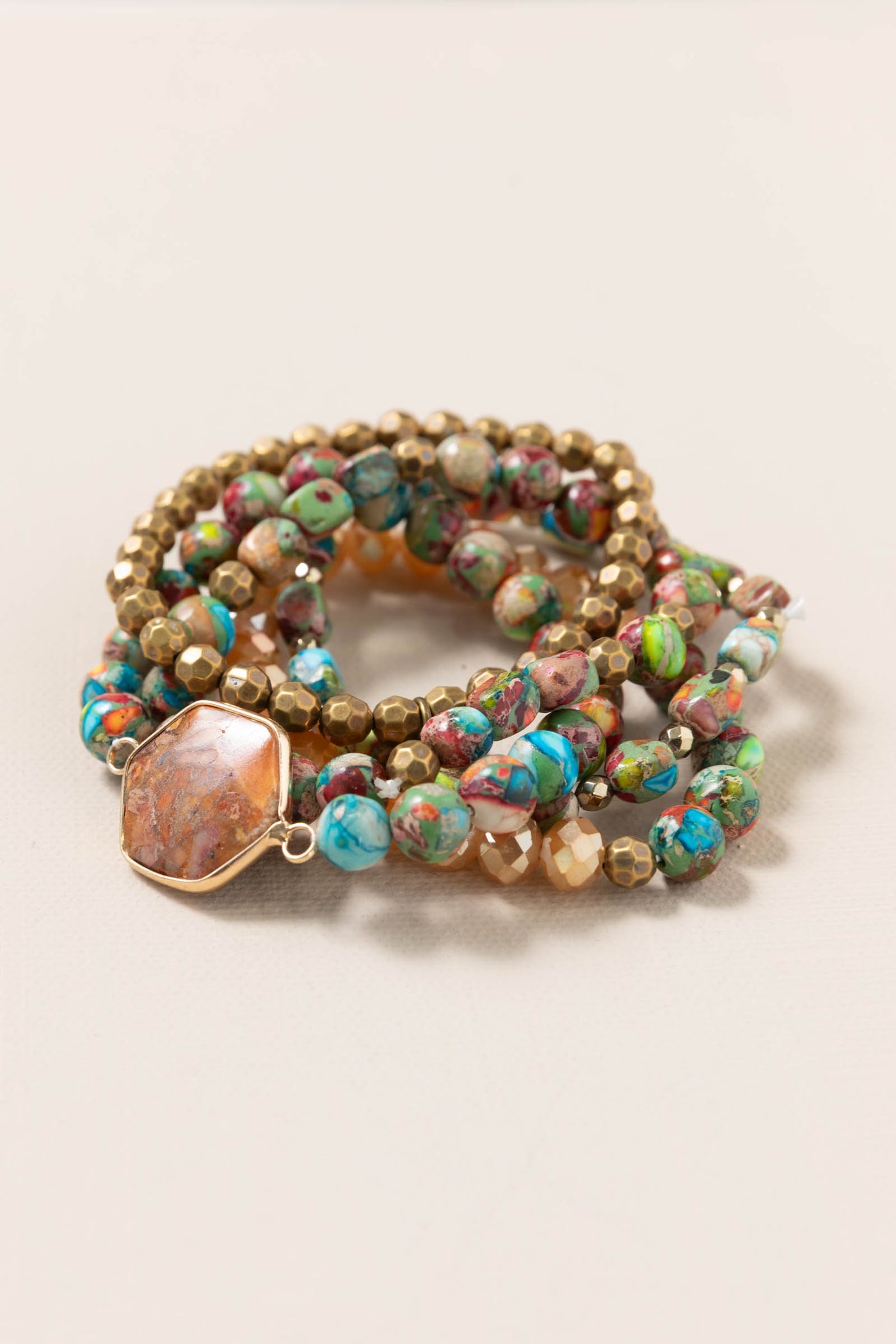Bronze And Orange Bracelet Stack