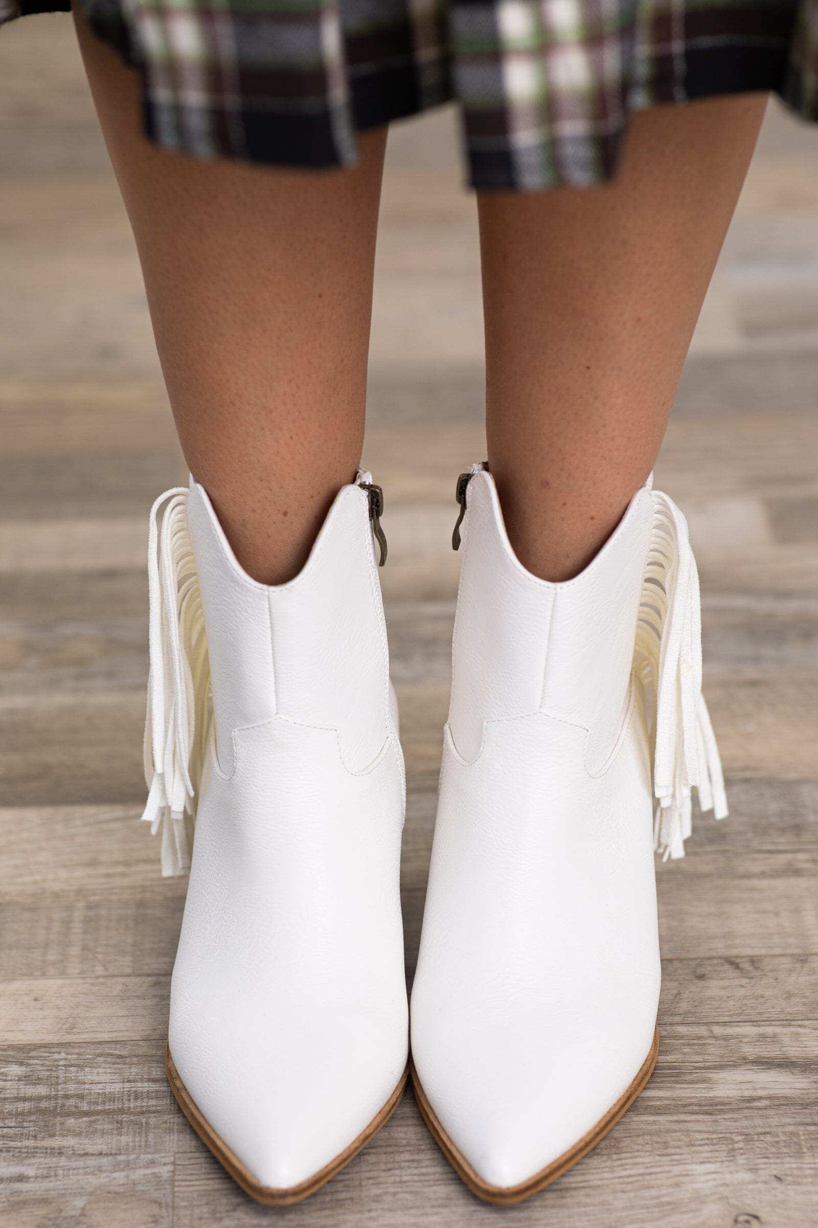 White Bootie With Fringe Detail - Filly Flair