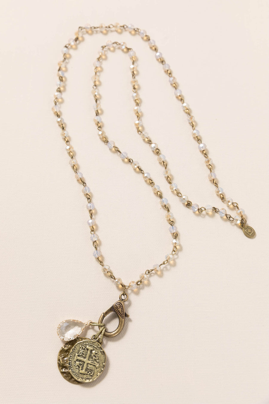 Bronze And Cream Necklace With Coins