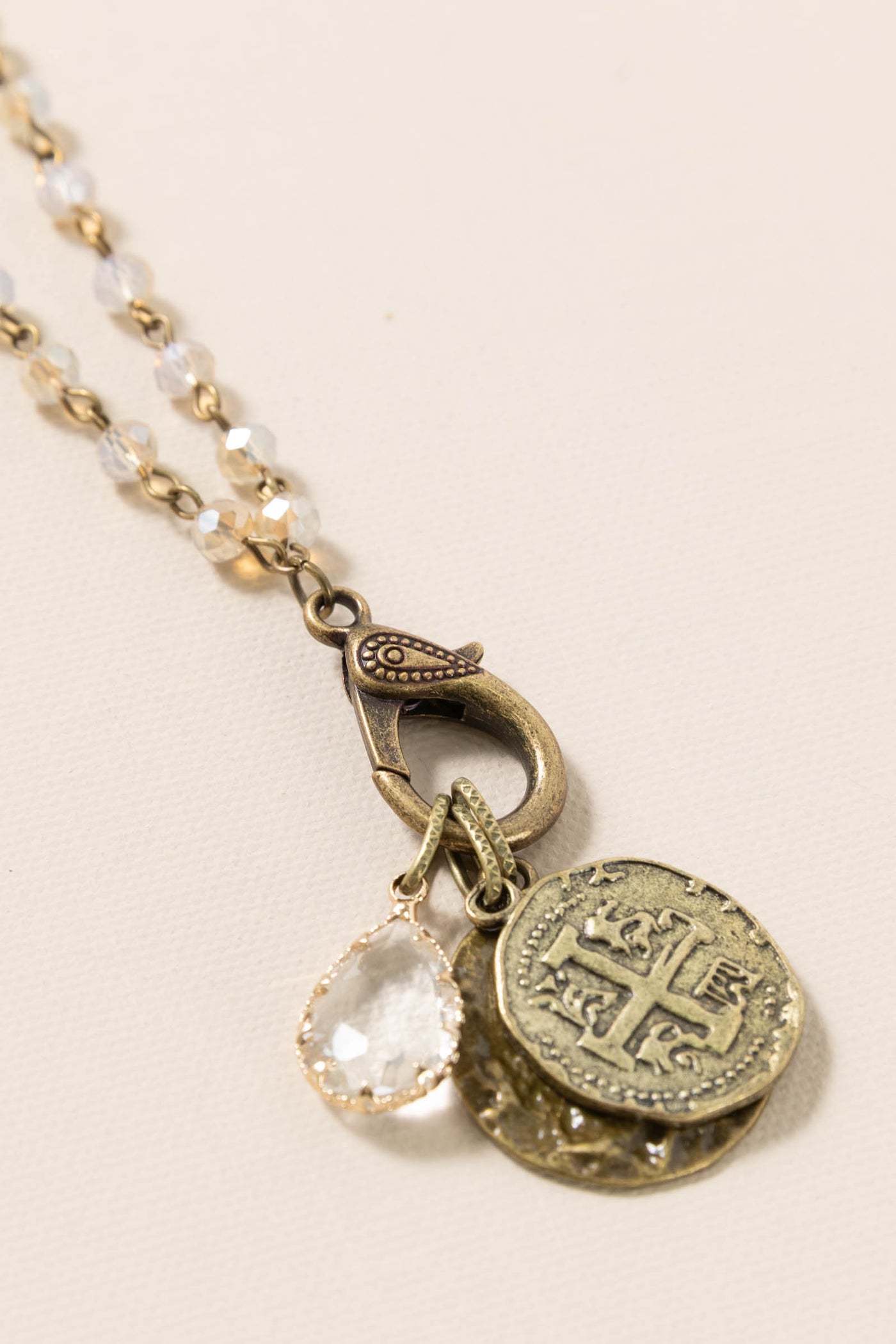 Bronze And Cream Necklace With Coins