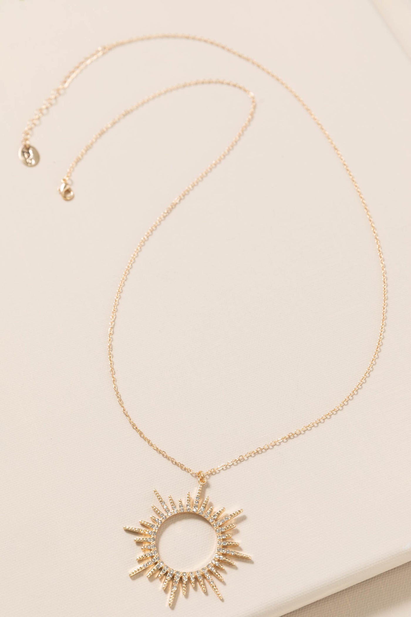 Gold Crystal Sunburst Long Necklace
