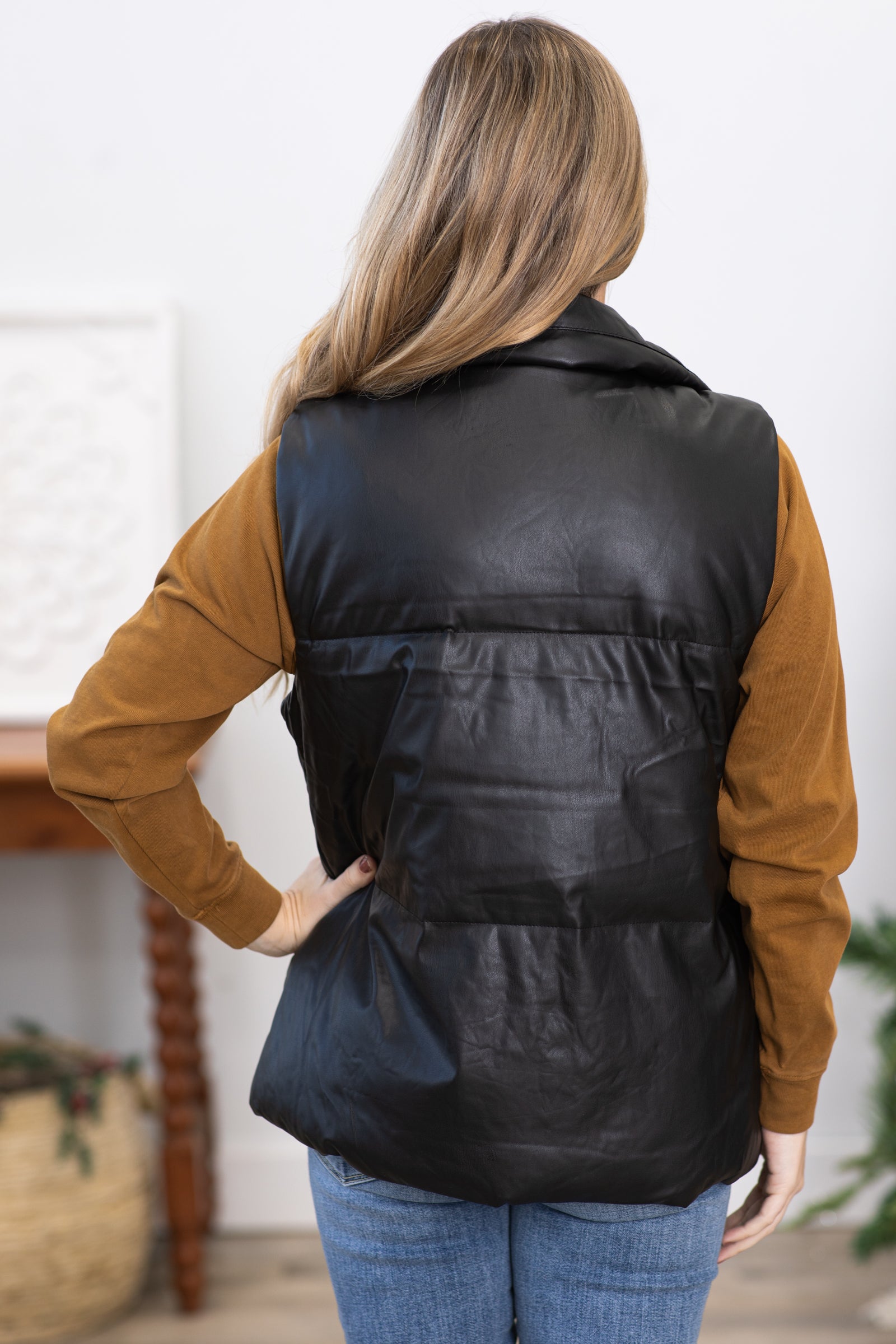 Black Boyd Faux Leather Vest main image 1